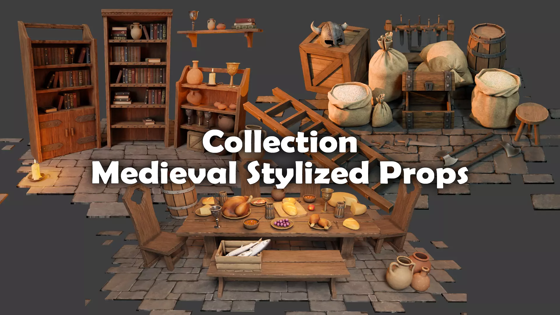 Medieval Stylized Props 3D Model Collection_0