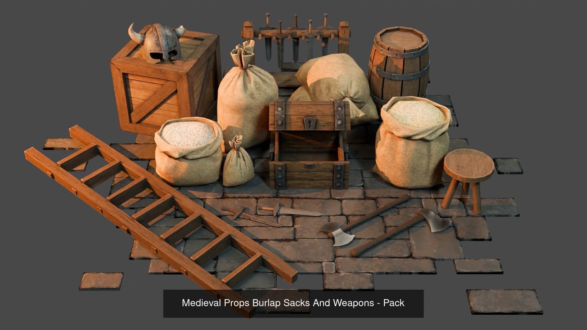 Medieval Stylized Props 3D Model Collection_7