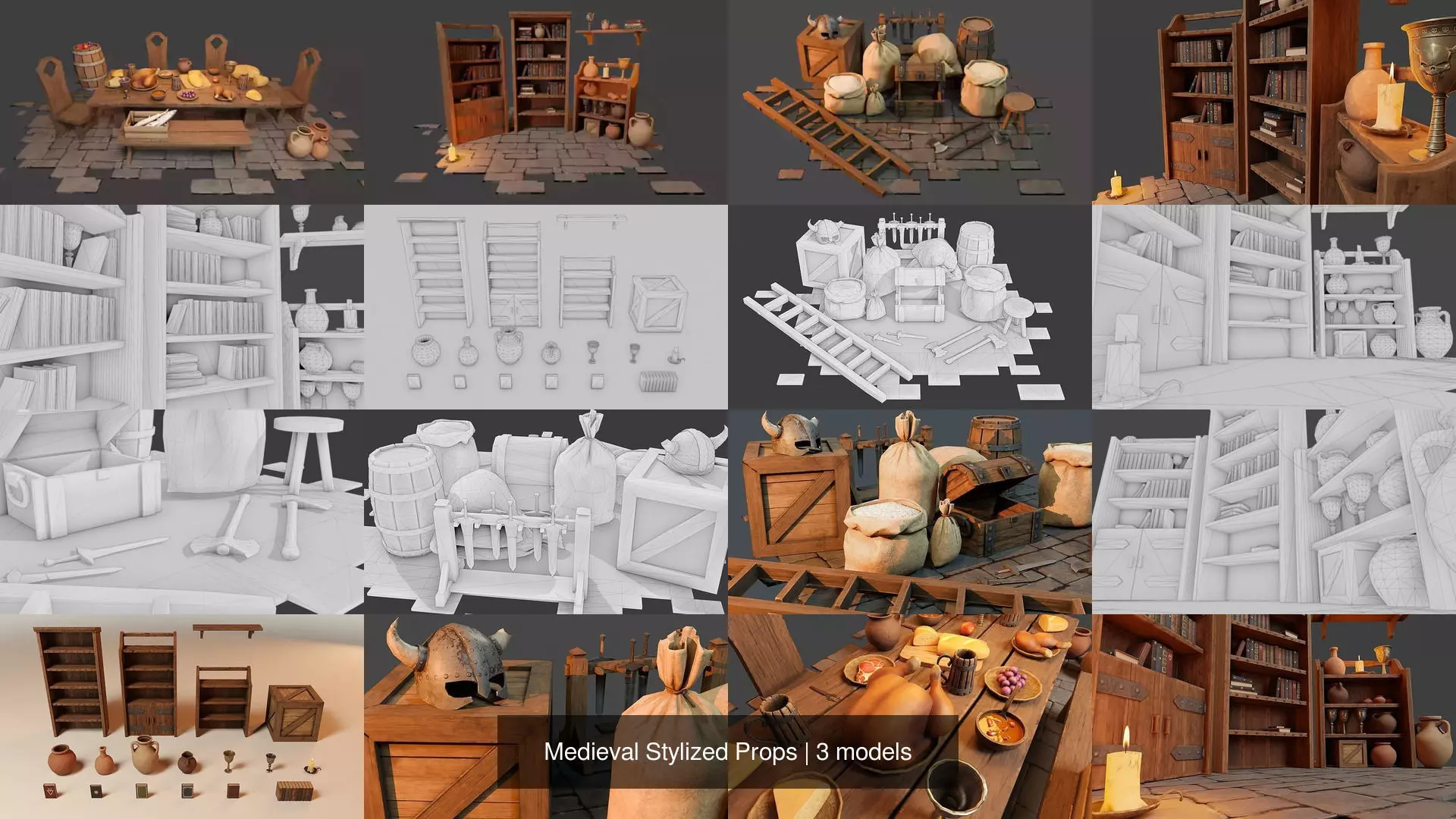 Medieval Stylized Props 3D Model Collection_4