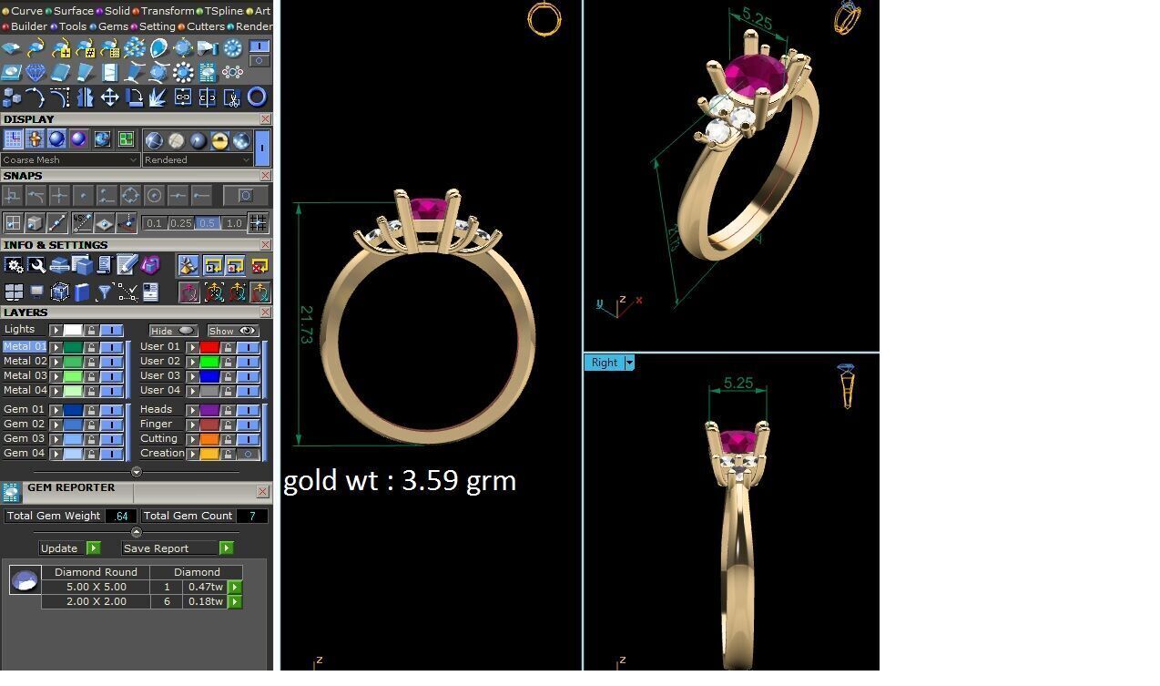 Women Ring Render 3dm STL OBJ FBX Details 3D print model_6
