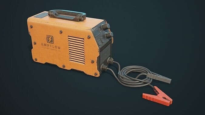 Old Car Battery Charger 5 Color Options LODs Low-poly 3D model 6