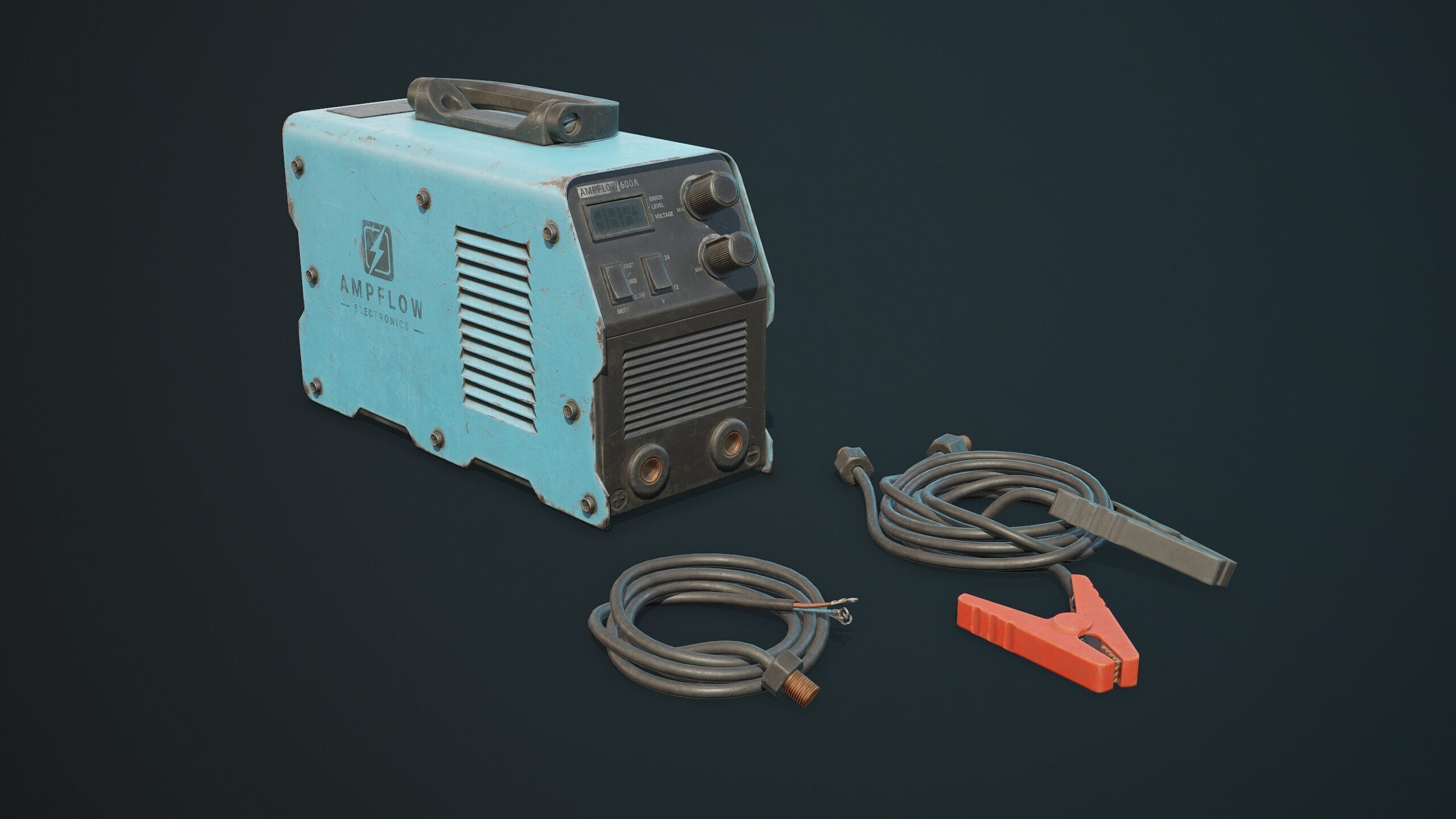 Old Car Battery Charger 5 Color Options LODs Low-poly 3D model_12