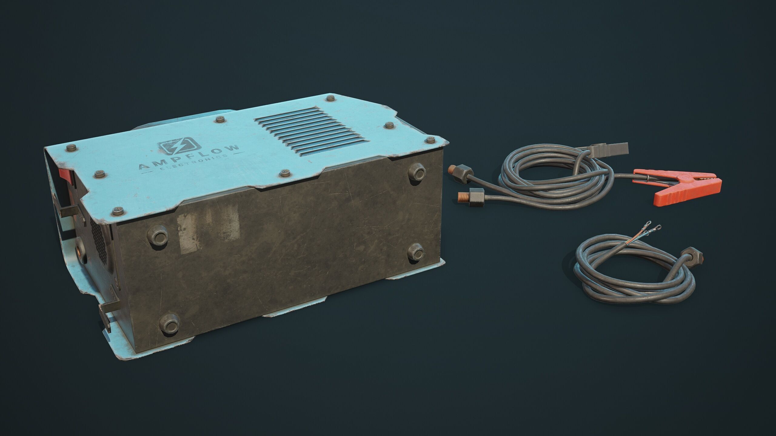 Old Car Battery Charger 5 Color Options LODs Low-poly 3D model_18