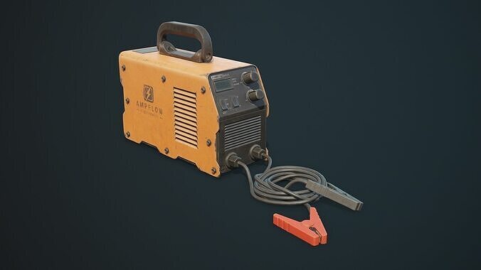 Old Car Battery Charger 5 Color Options LODs Low-poly 3D model 2