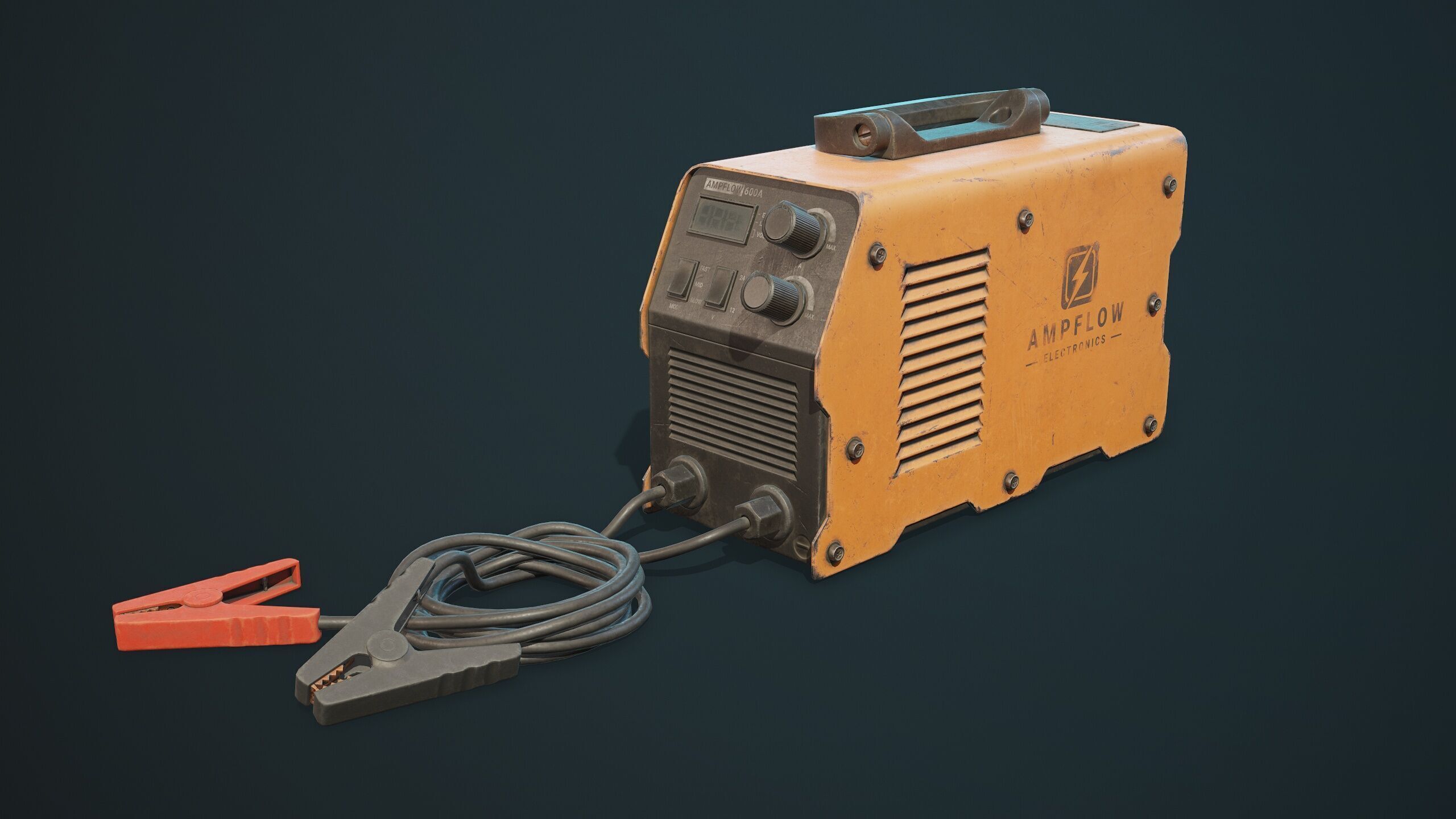Old Car Battery Charger 5 Color Options LODs Low-poly 3D model_9