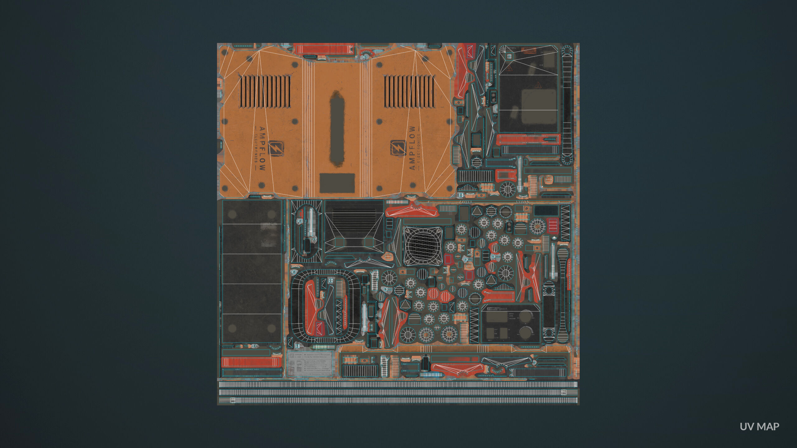 Old Car Battery Charger 5 Color Options LODs Low-poly 3D model_25