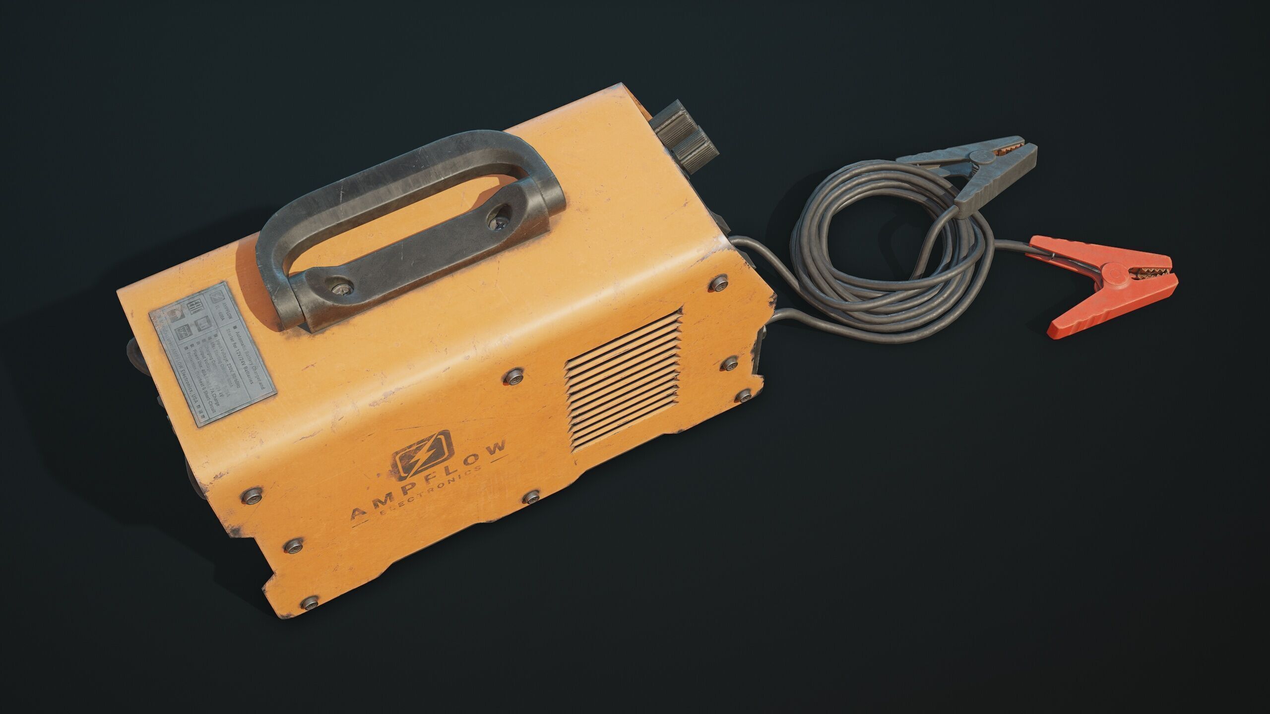 Old Car Battery Charger 5 Color Options LODs Low-poly 3D model_10