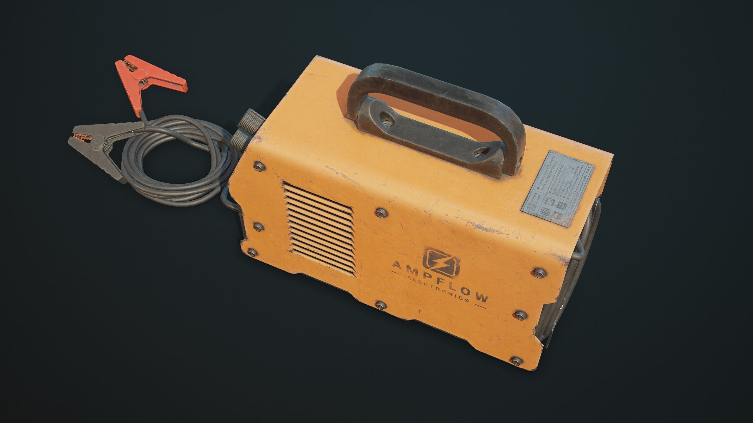 Old Car Battery Charger 5 Color Options LODs Low-poly 3D model_8