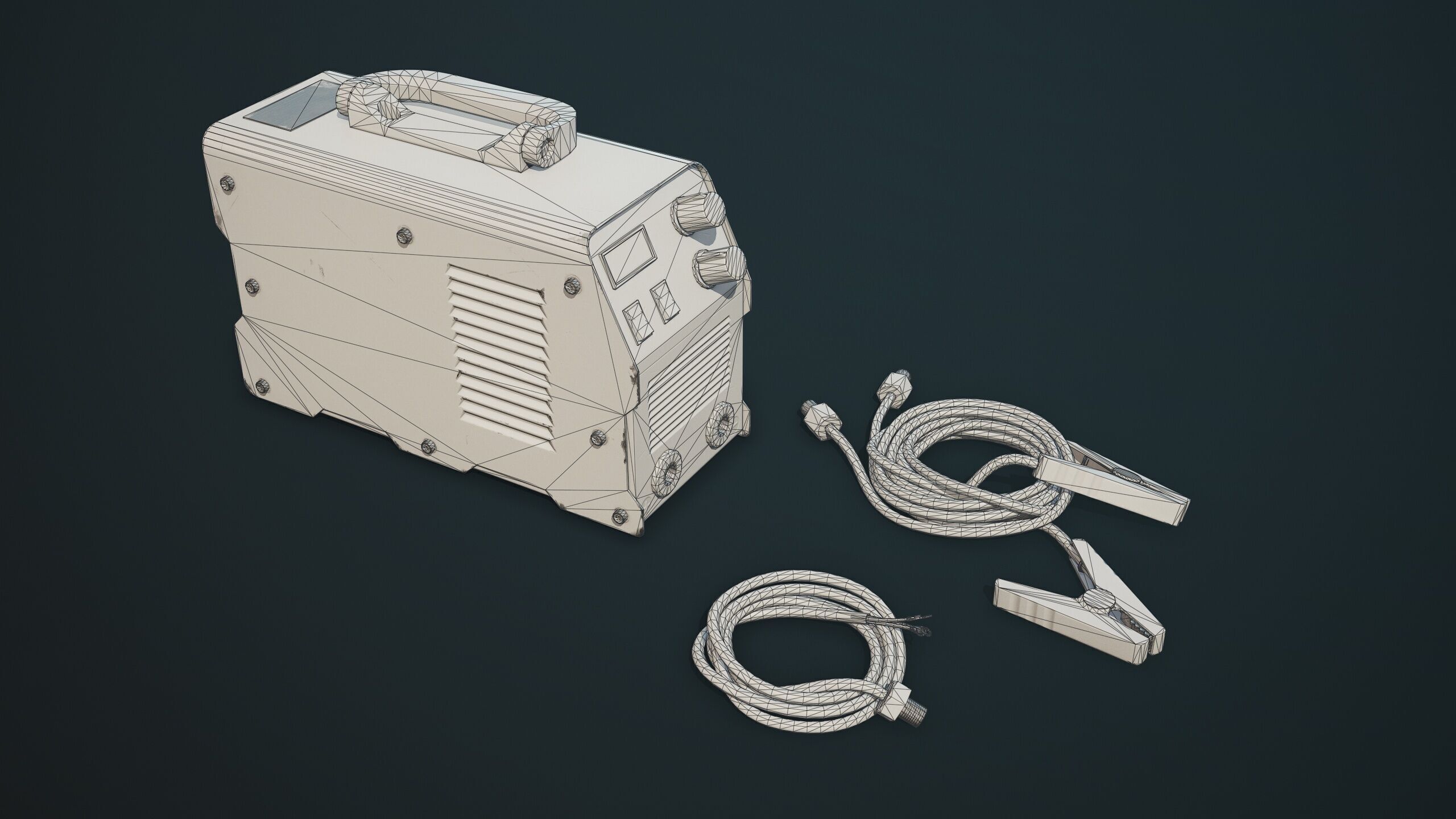 Old Car Battery Charger 5 Color Options LODs Low-poly 3D model_13