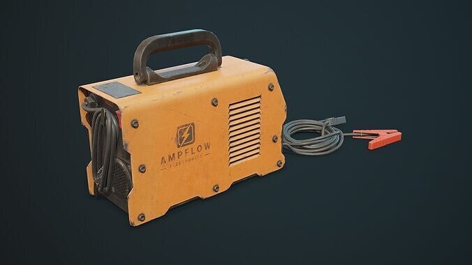 Old Car Battery Charger 5 Color Options LODs Low-poly 3D model 7