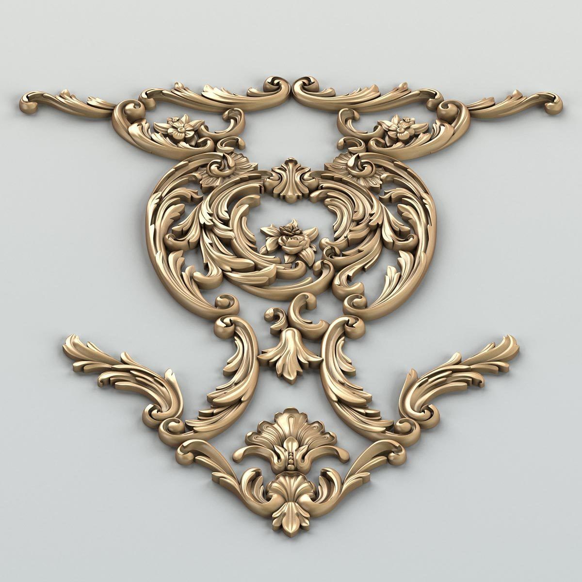 Carved decor central 011 3D model_5
