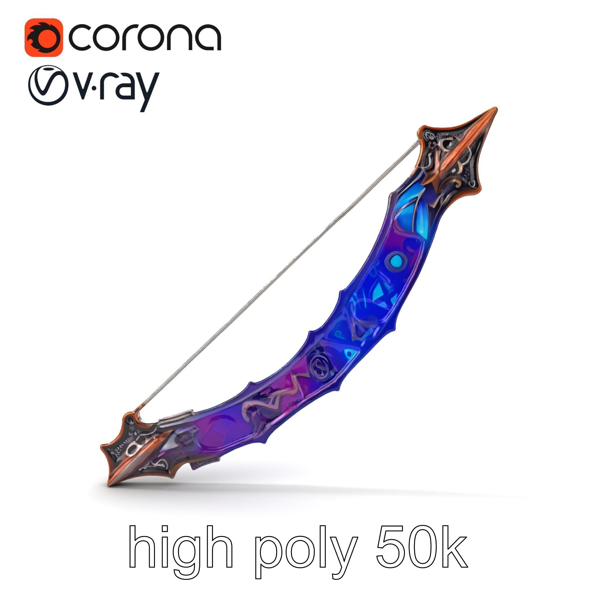 Legendary Encrusted Bow Luminous Script model pack Low-poly 3D model_16