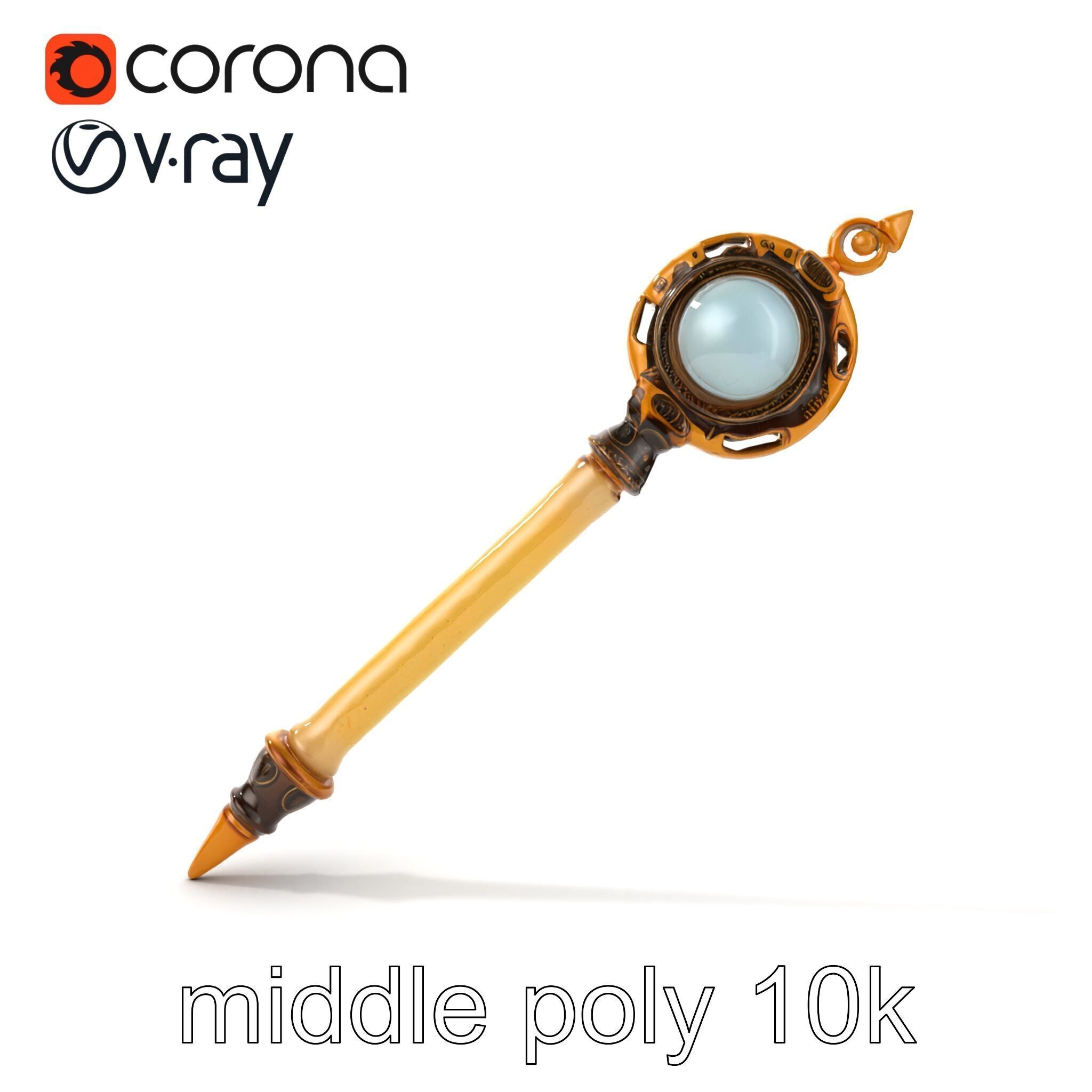 Mystic Alabaster Staff with Celestial Pearl model pack Low-poly 3D model_30