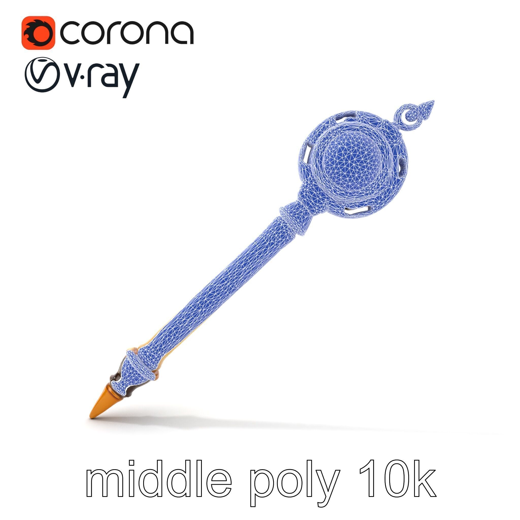 Mystic Alabaster Staff with Celestial Pearl model pack Low-poly 3D model_25