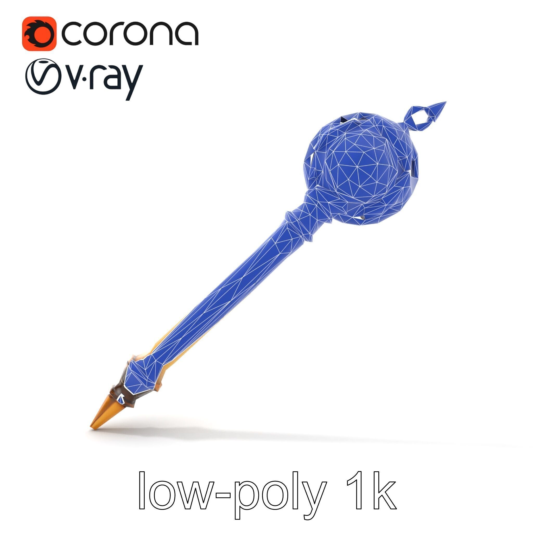 Mystic Alabaster Staff with Celestial Pearl model pack Low-poly 3D model_19