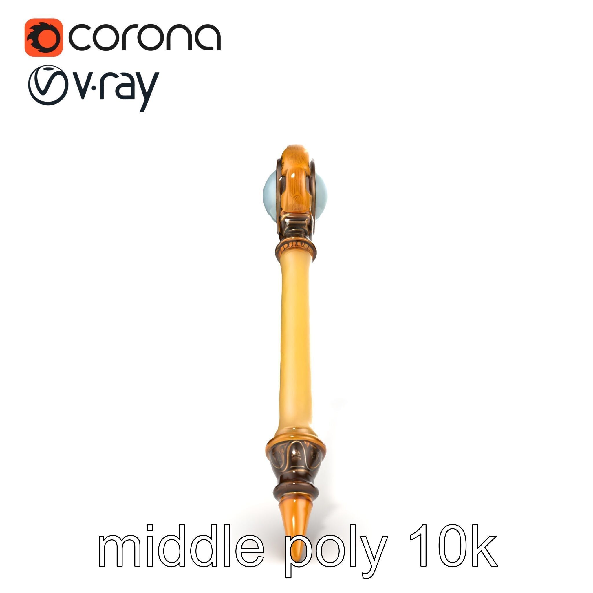 Mystic Alabaster Staff with Celestial Pearl model pack Low-poly 3D model_21