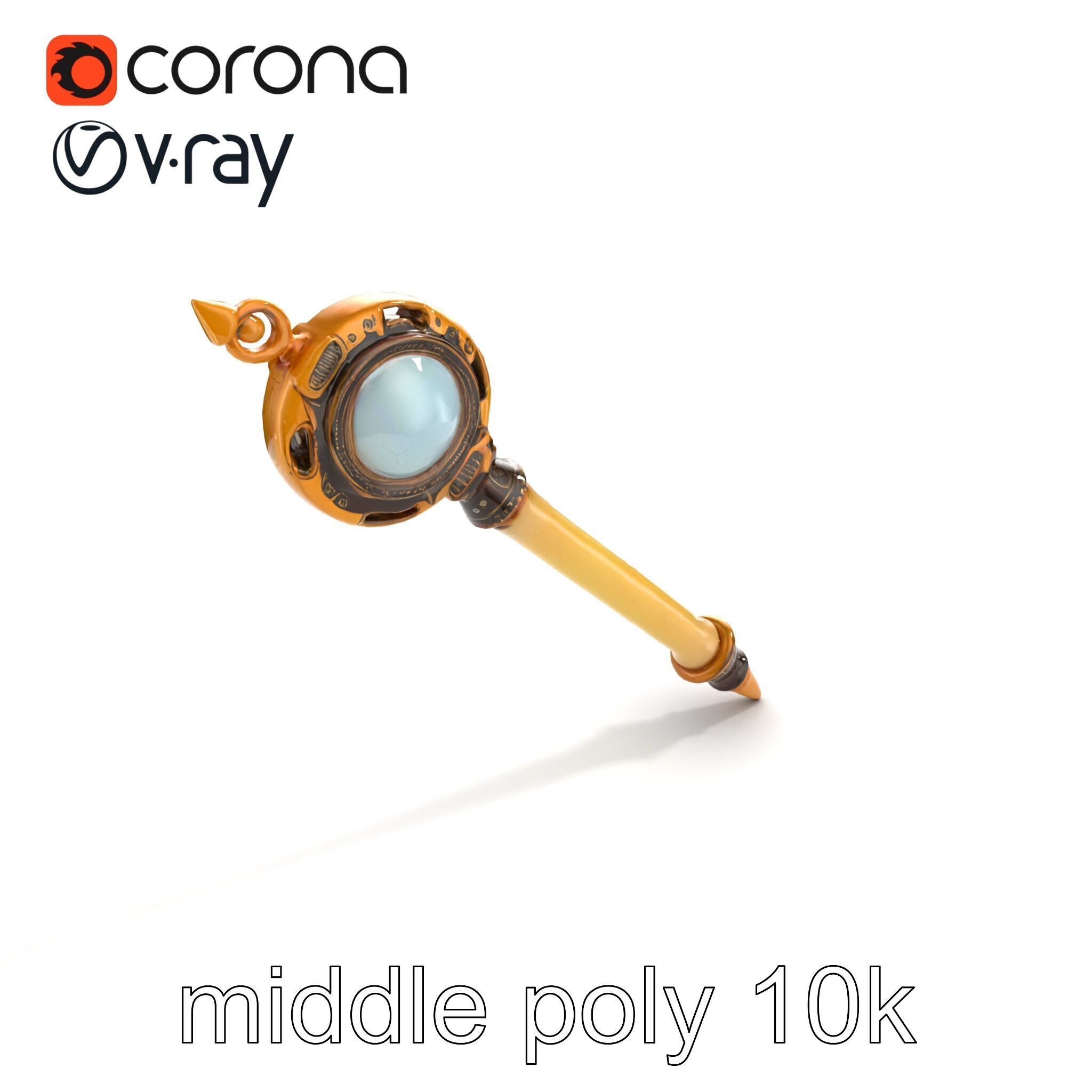 Mystic Alabaster Staff with Celestial Pearl model pack Low-poly 3D model_8