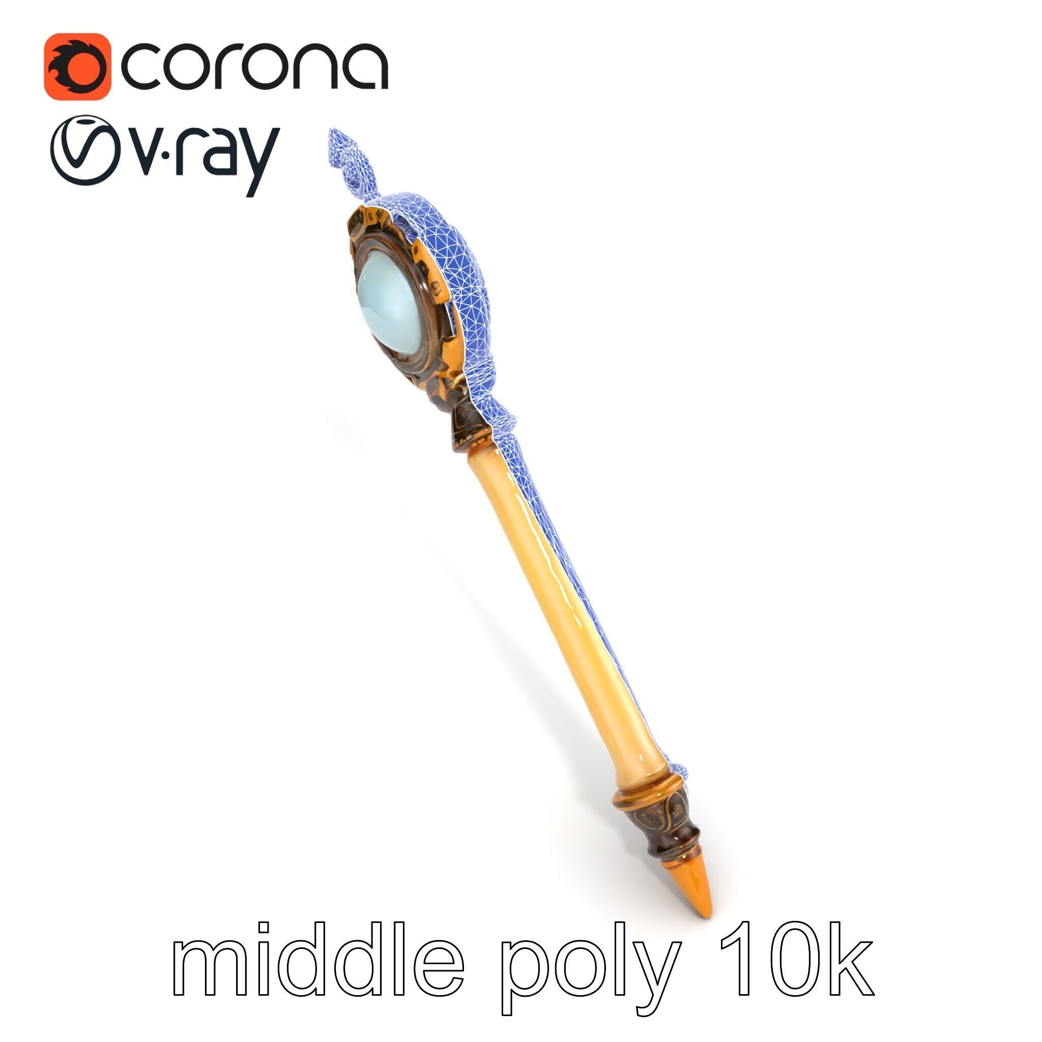 Mystic Alabaster Staff with Celestial Pearl model pack Low-poly 3D model_15