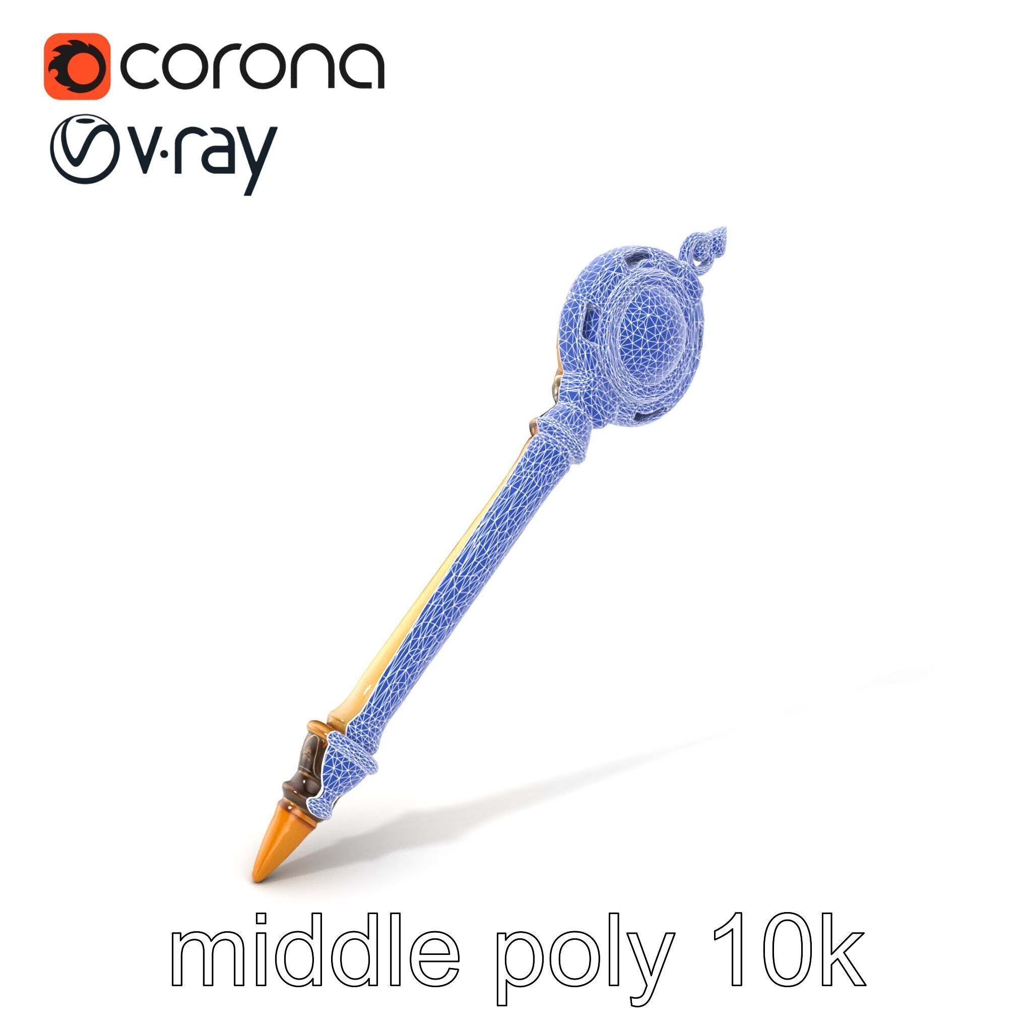 Mystic Alabaster Staff with Celestial Pearl model pack Low-poly 3D model_6