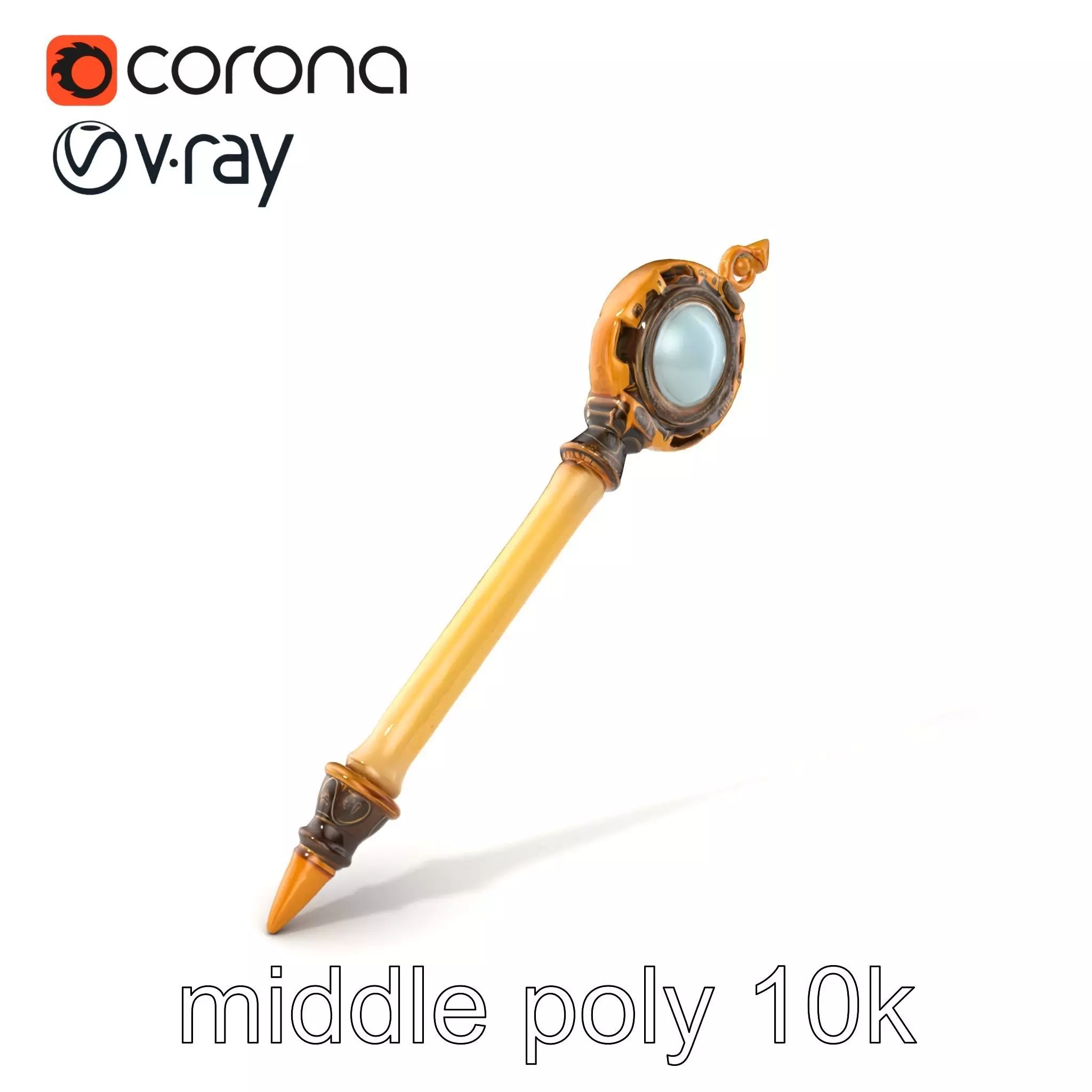 Mystic Alabaster Staff with Celestial Pearl model pack Low-poly 3D model_0