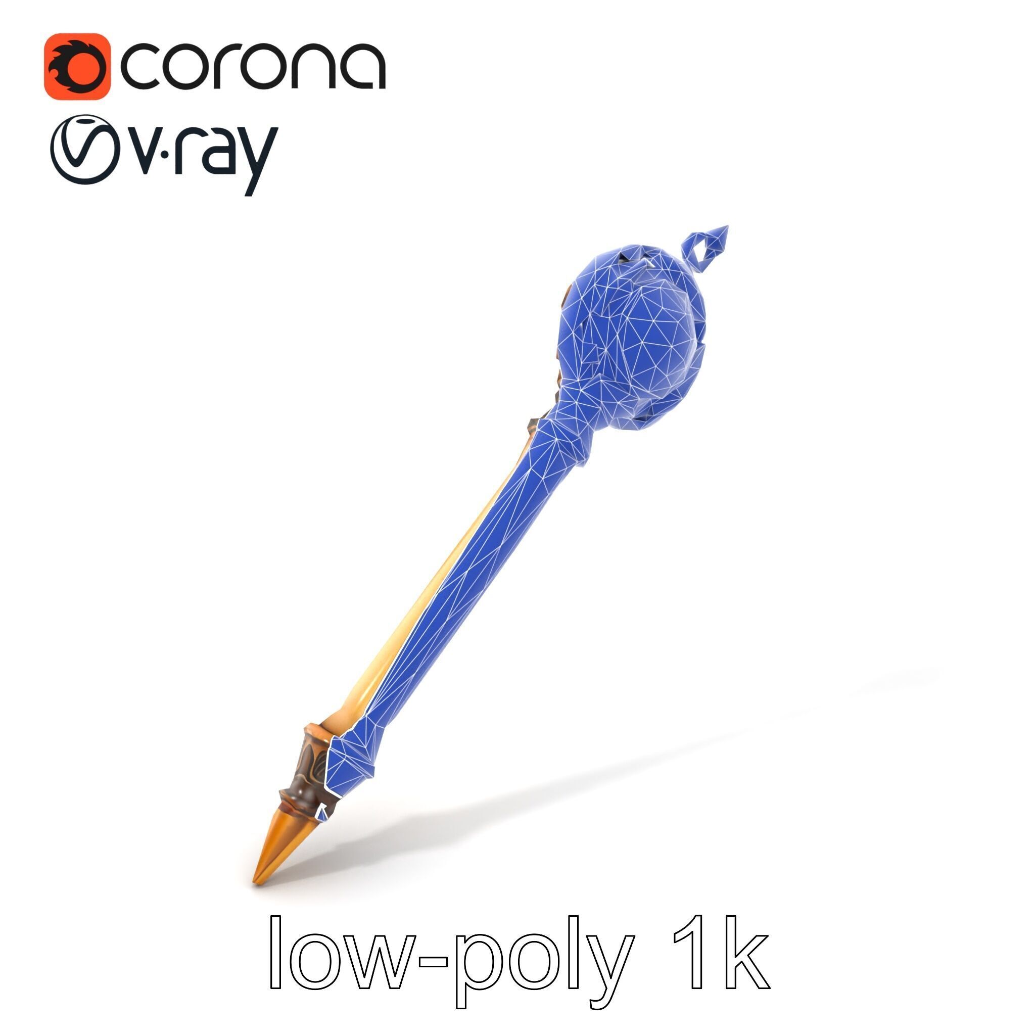 Mystic Alabaster Staff with Celestial Pearl model pack Low-poly 3D model_7