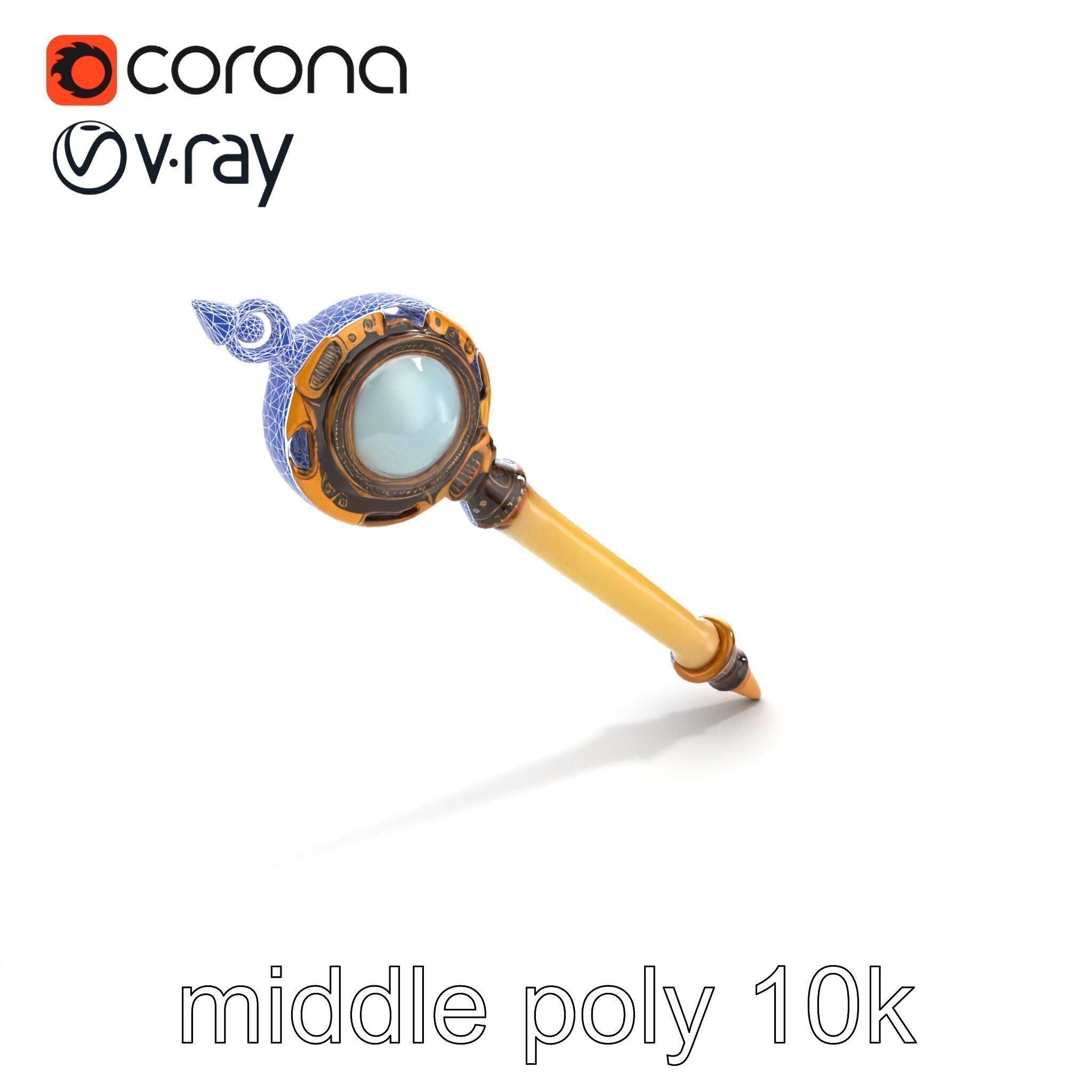 Mystic Alabaster Staff with Celestial Pearl model pack Low-poly 3D model_17