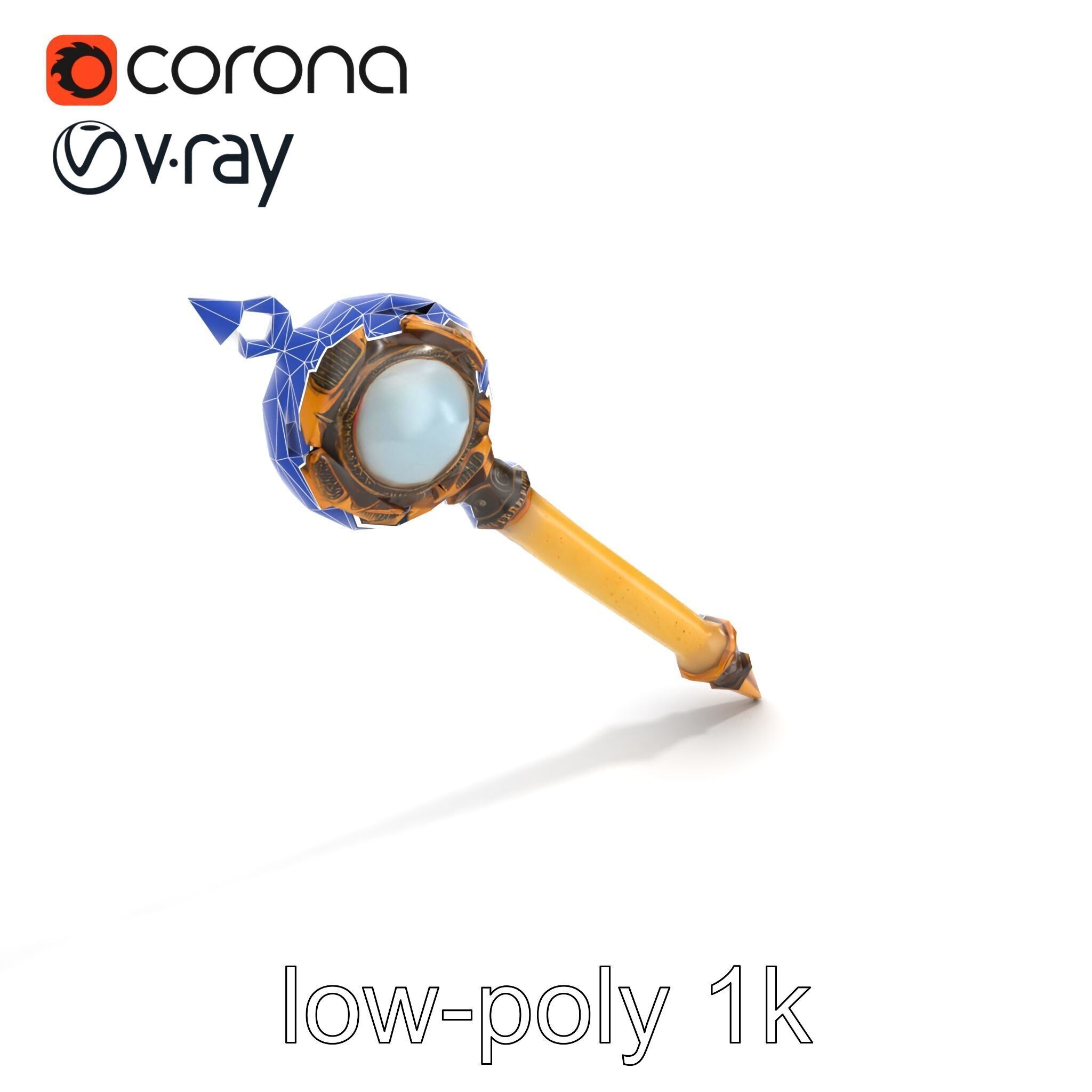 Mystic Alabaster Staff with Celestial Pearl model pack Low-poly 3D model_11