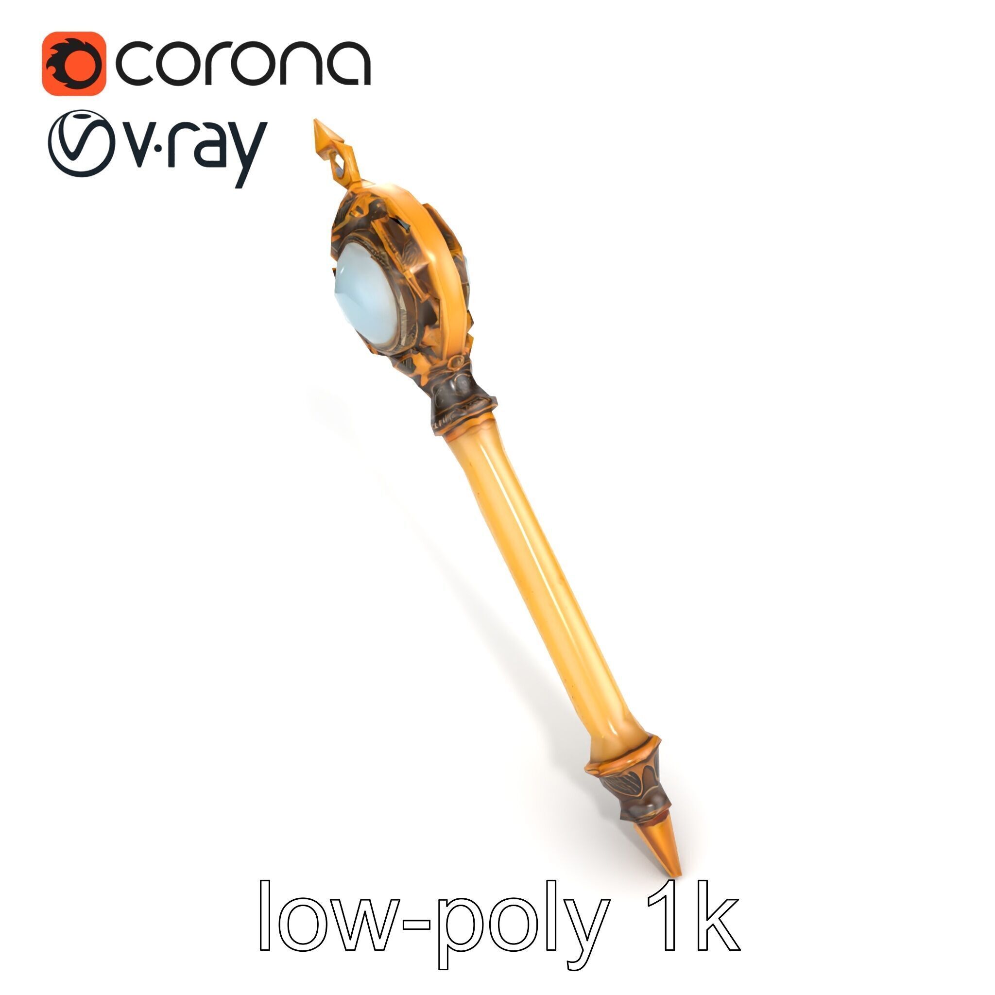 Mystic Alabaster Staff with Celestial Pearl model pack Low-poly 3D model_28