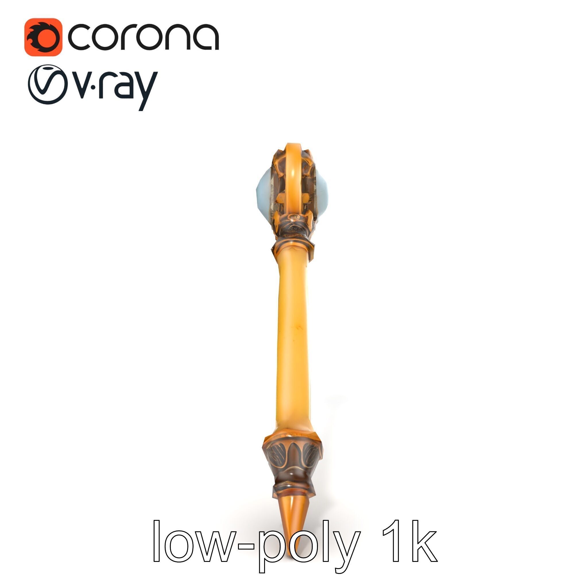 Mystic Alabaster Staff with Celestial Pearl model pack Low-poly 3D model_18