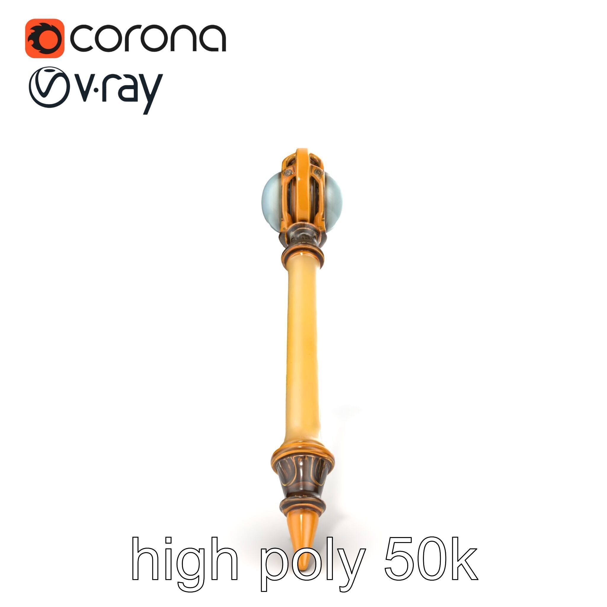 Mystic Alabaster Staff with Celestial Pearl model pack Low-poly 3D model_32