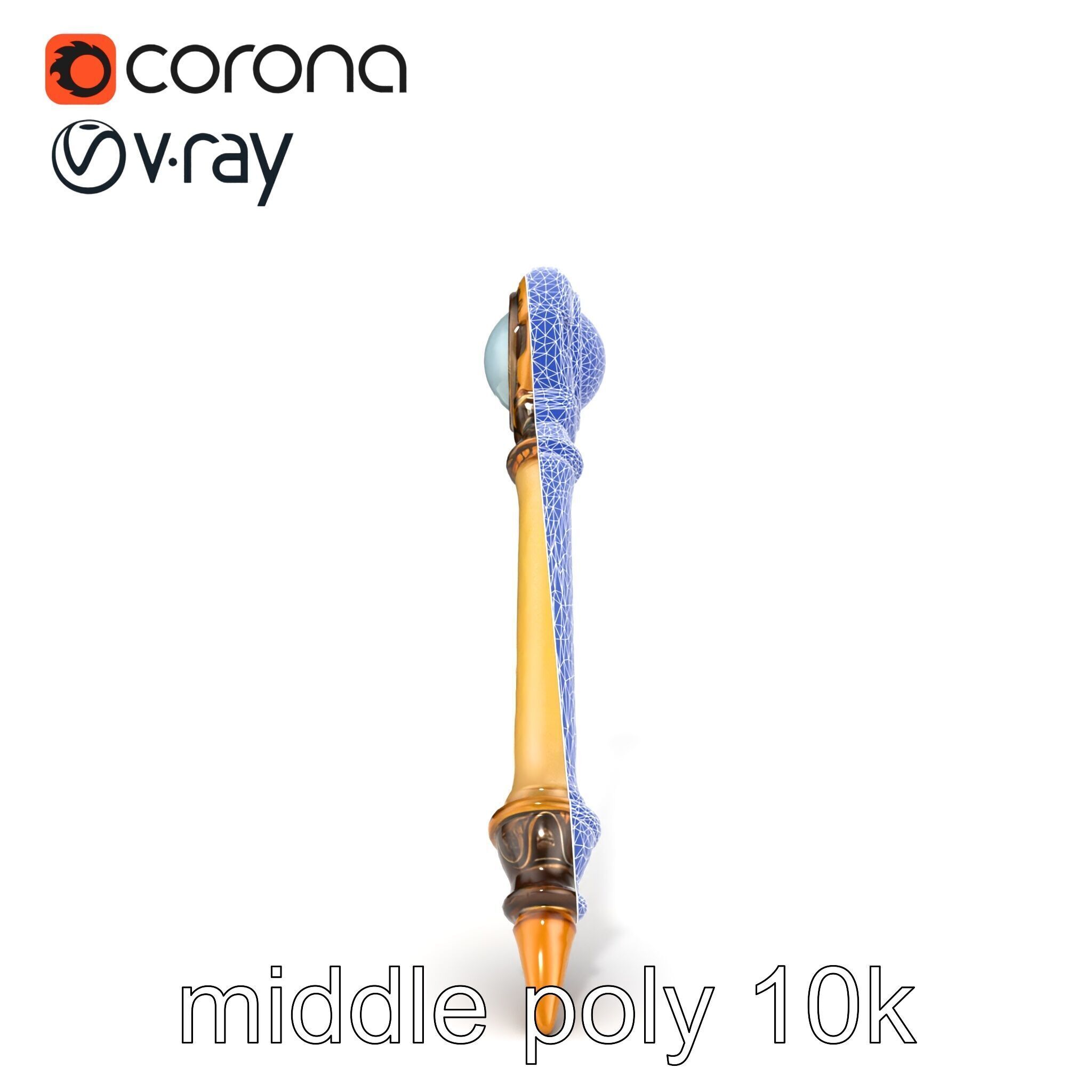 Mystic Alabaster Staff with Celestial Pearl model pack Low-poly 3D model_20