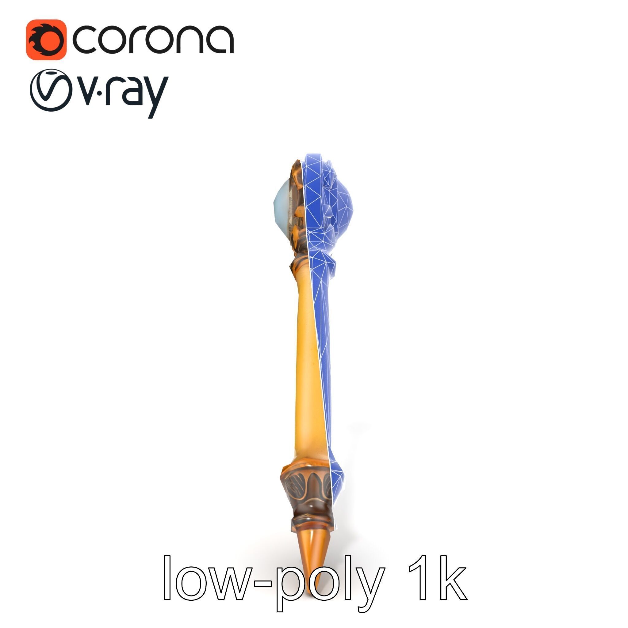 Mystic Alabaster Staff with Celestial Pearl model pack Low-poly 3D model_31