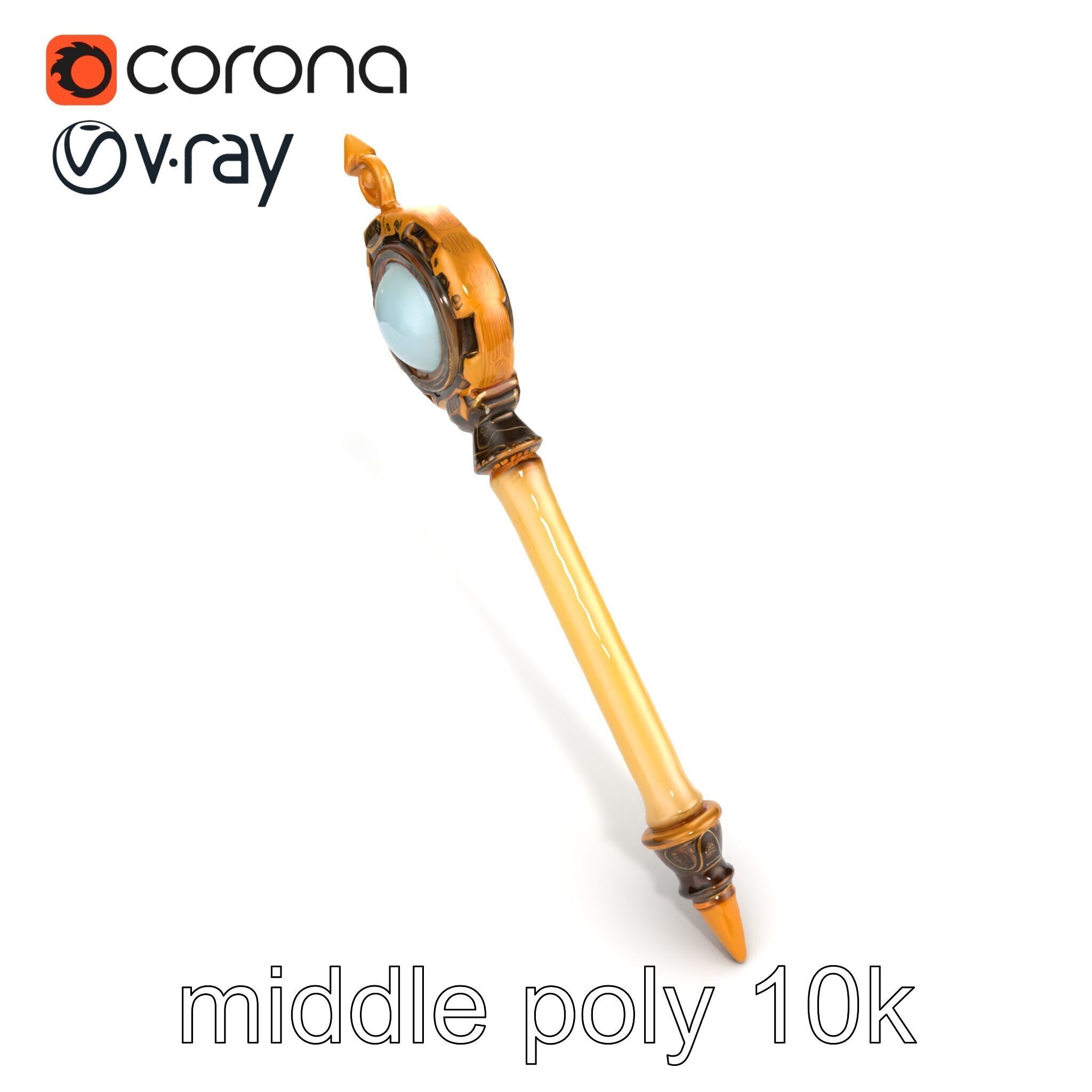 Mystic Alabaster Staff with Celestial Pearl model pack Low-poly 3D model_29