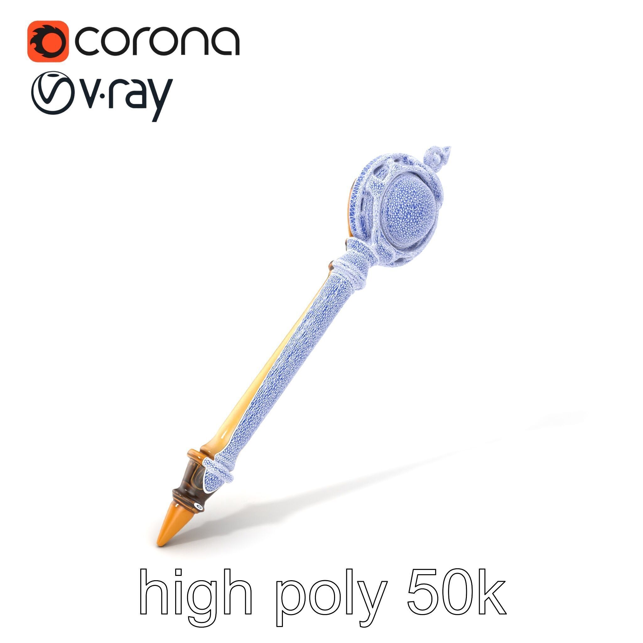 Mystic Alabaster Staff with Celestial Pearl model pack Low-poly 3D model_10