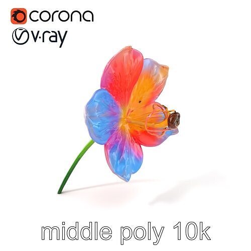 Iridescent Magical Flower Glow Model Pack Low-poly 3D model
