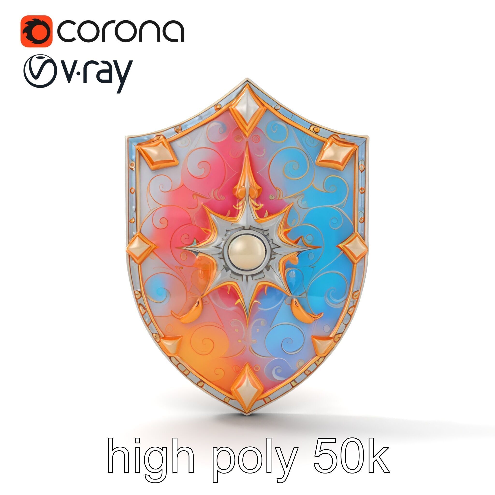 Majestic Crystal Wizards Shield model pack Low-poly 3D model_29