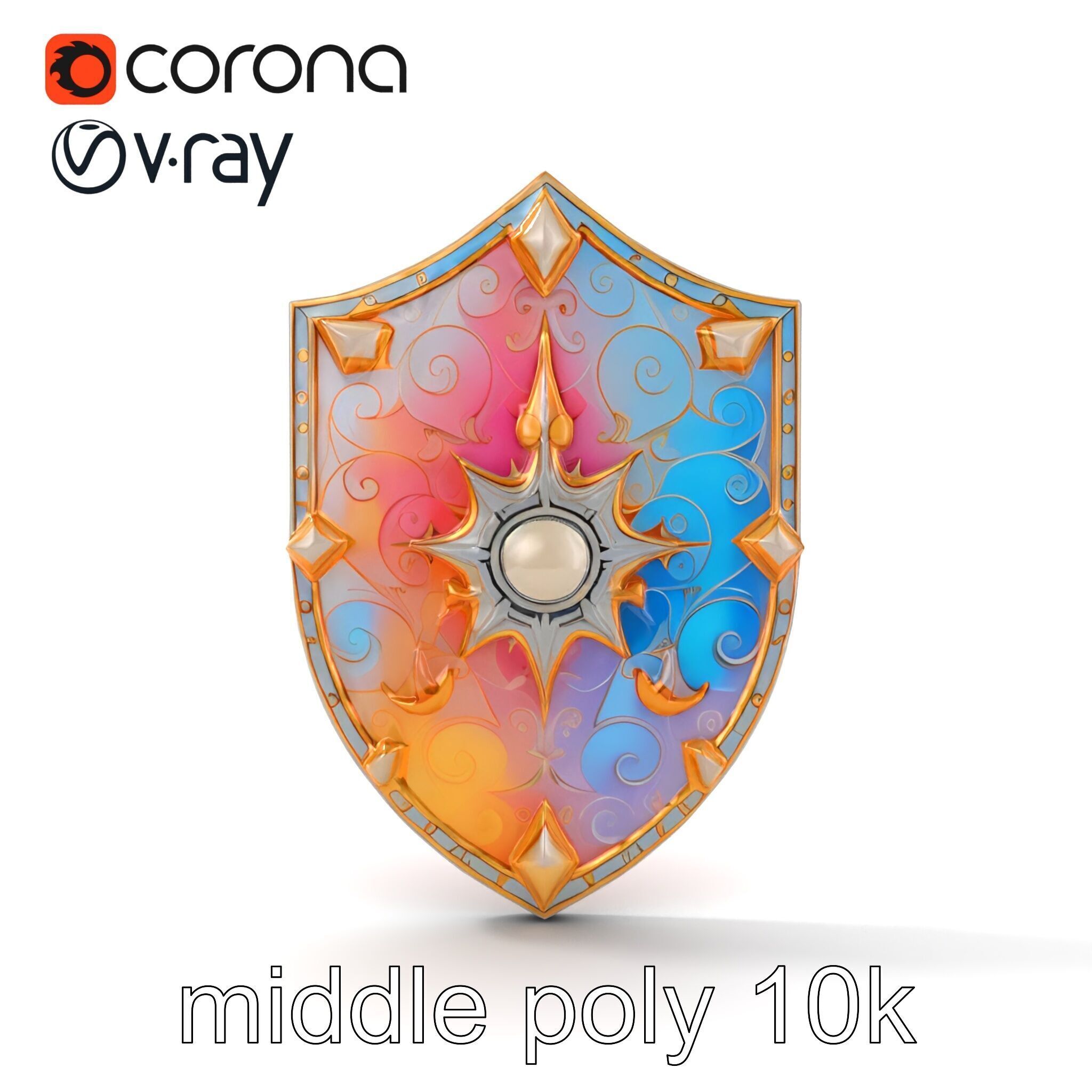Majestic Crystal Wizards Shield model pack Low-poly 3D model_25