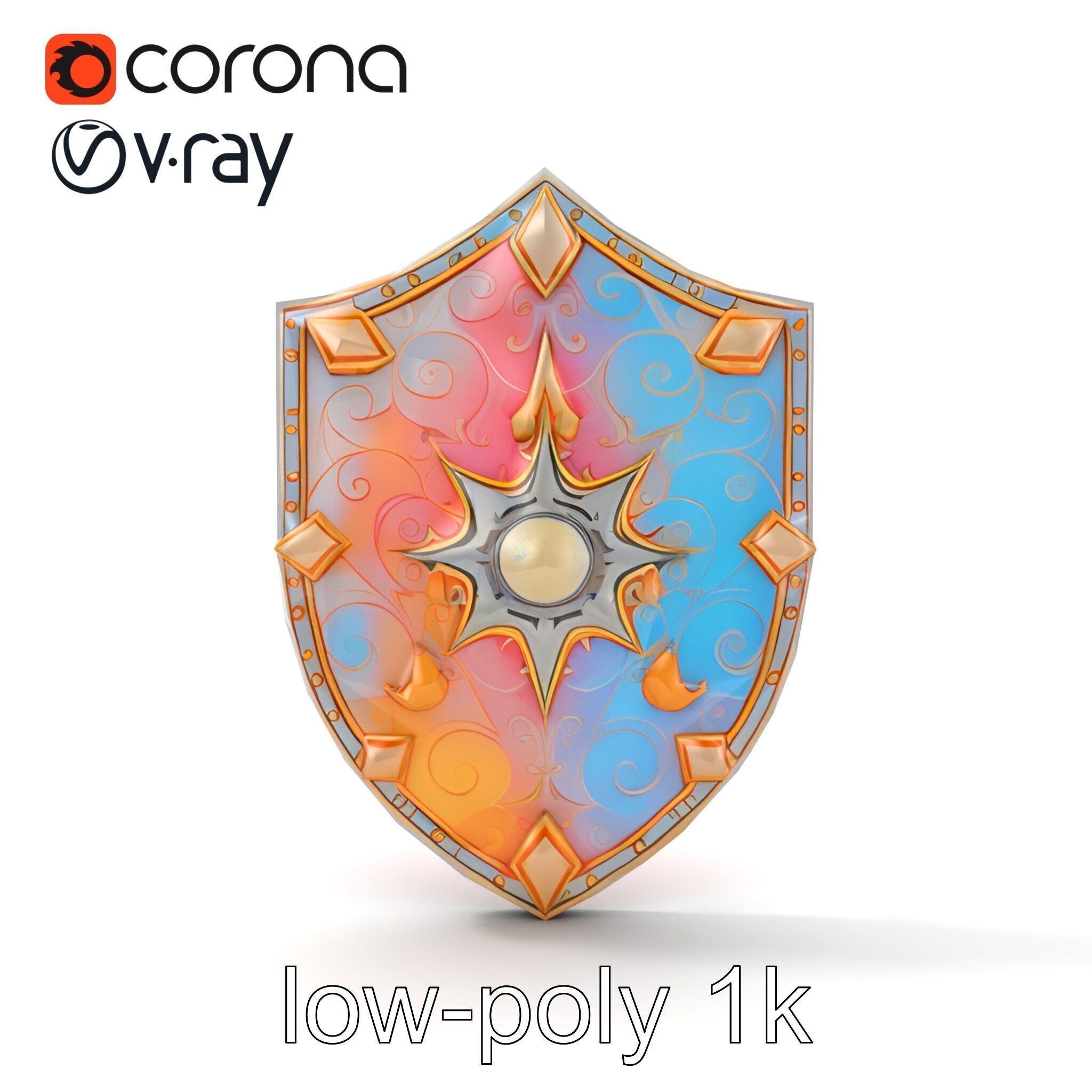 Majestic Crystal Wizards Shield model pack Low-poly 3D model_26