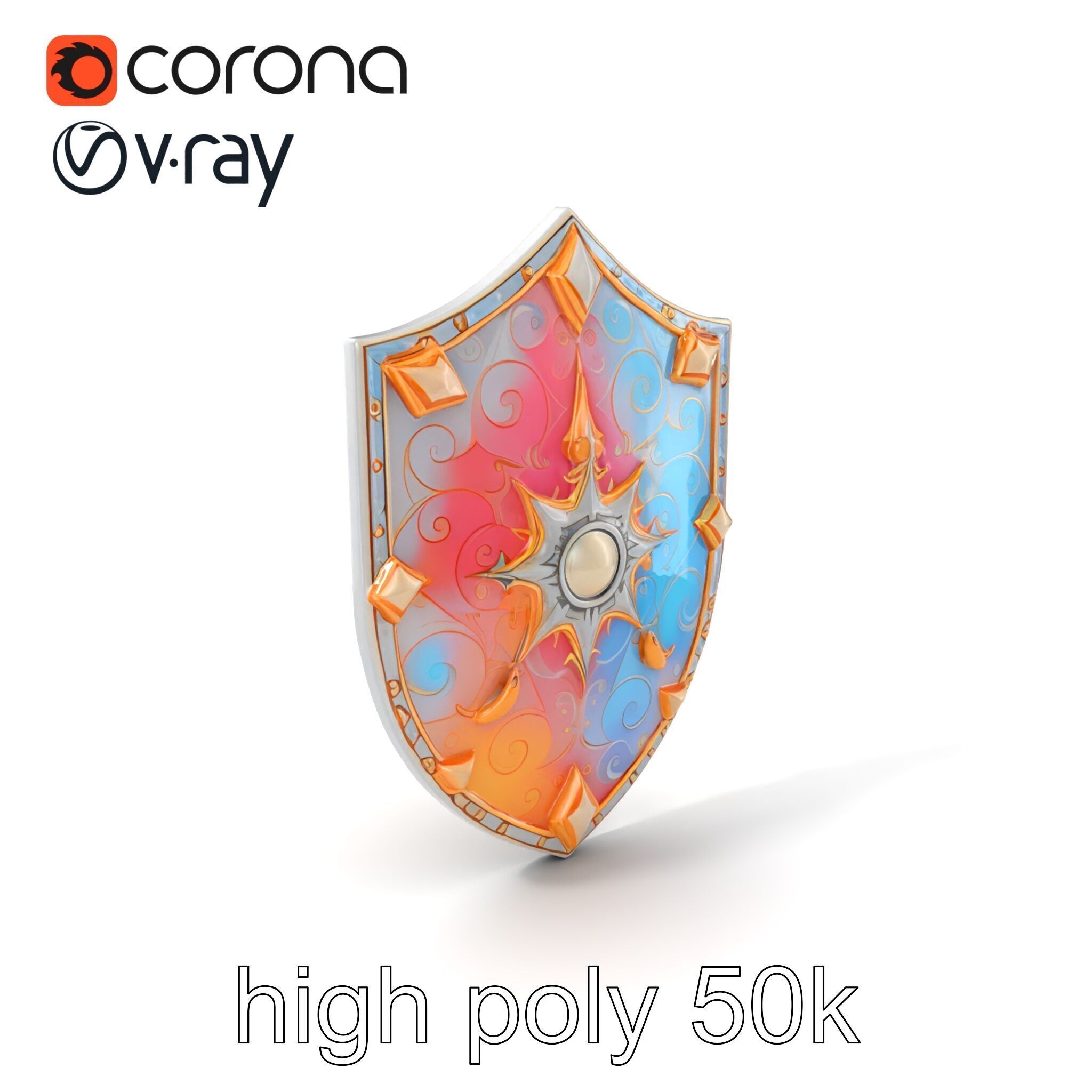 Majestic Crystal Wizards Shield model pack Low-poly 3D model_2
