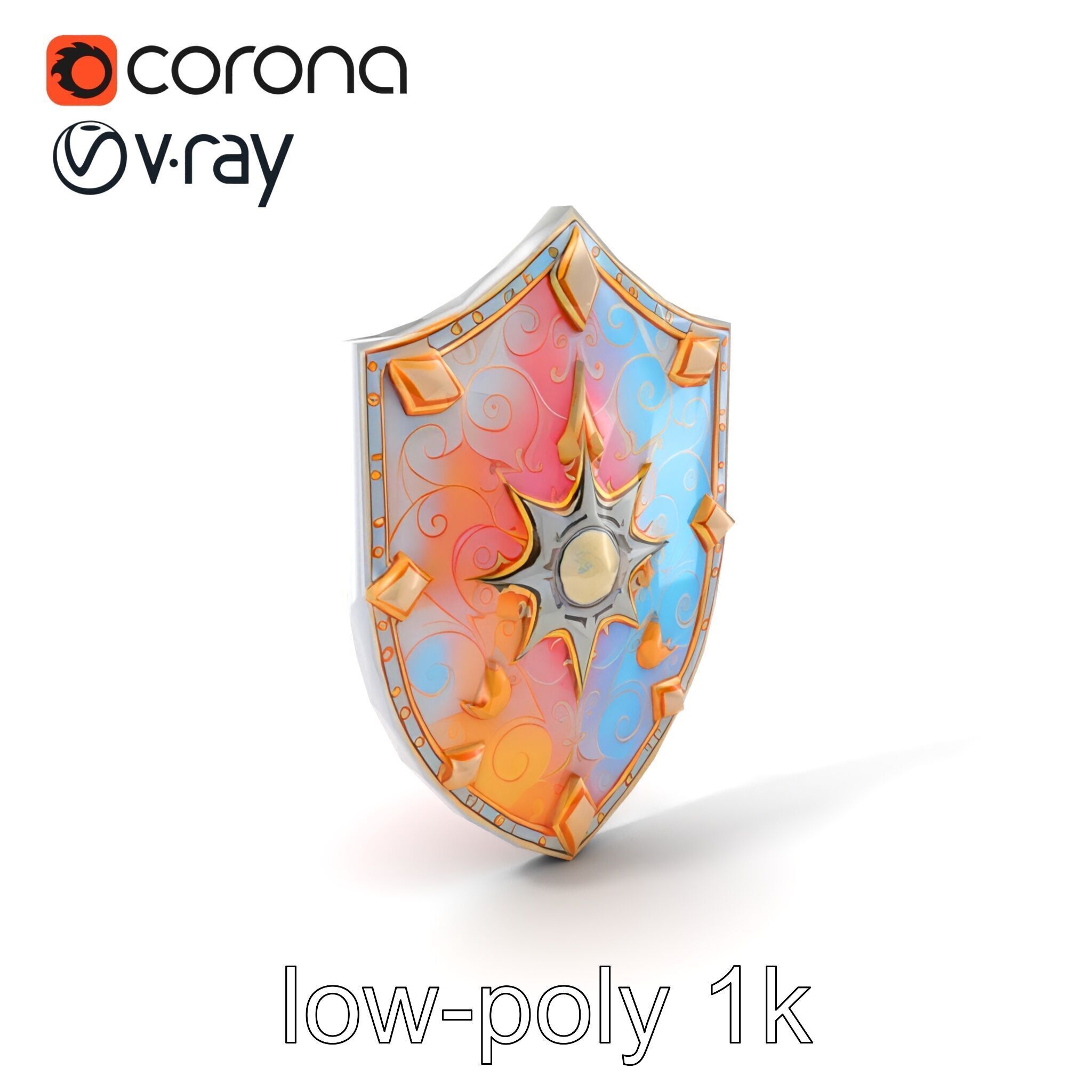 Majestic Crystal Wizards Shield model pack Low-poly 3D model_5