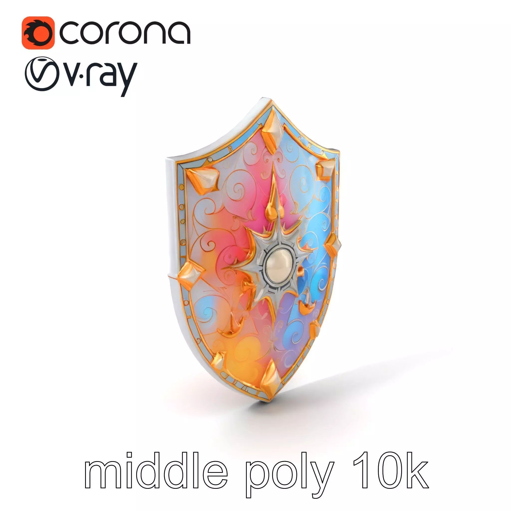Majestic Crystal Wizards Shield model pack Low-poly 3D model_0