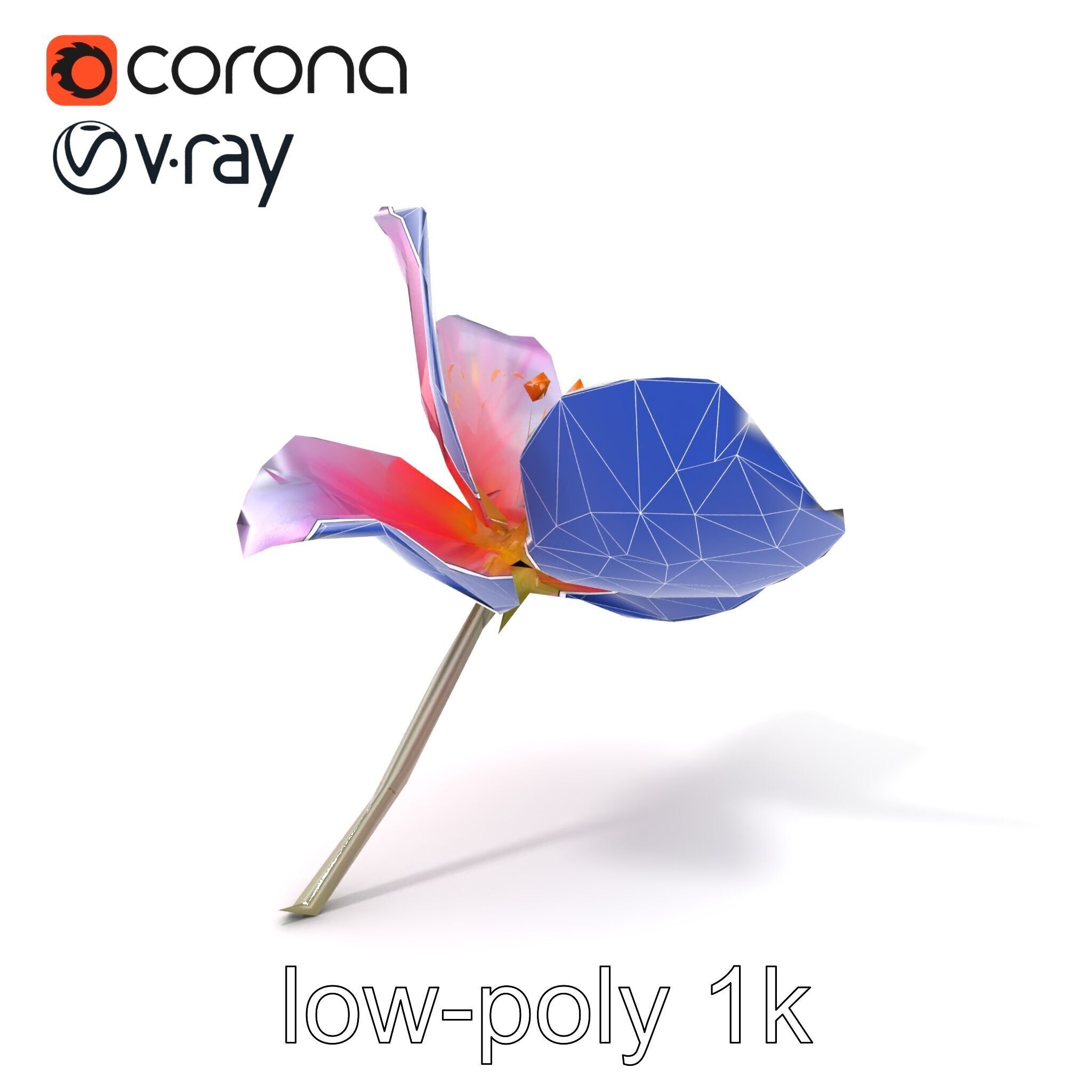 Enchanted Mystical Flower with Translucent Petals model pack Low-poly 3D model_7