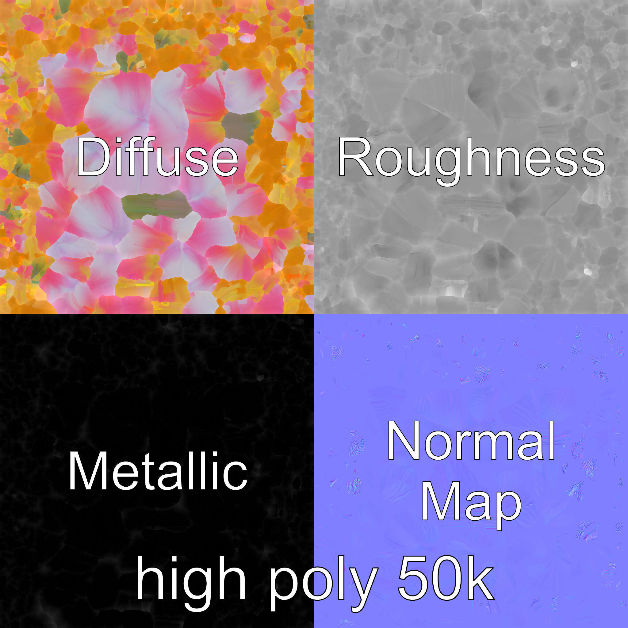 Enchanted Mystical Flower with Translucent Petals model pack Low-poly 3D model_3