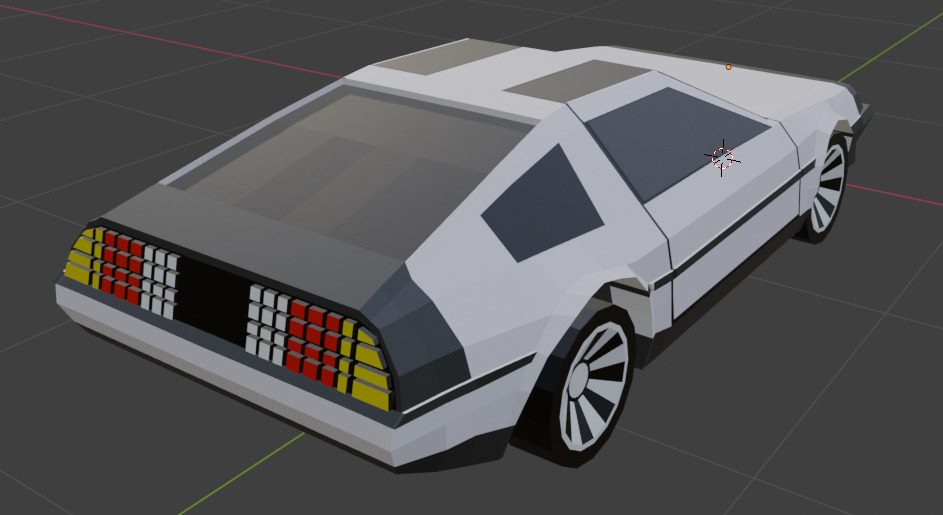 Low-poly delorean DMC-12 Low-poly 3D model_3