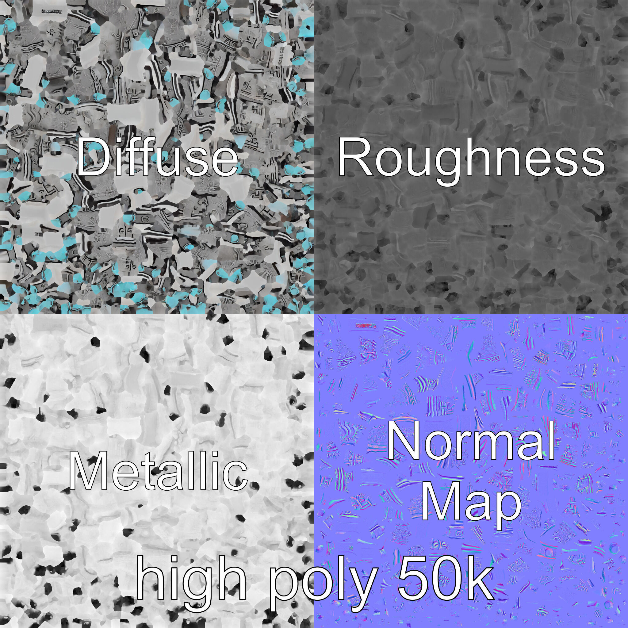 Magical Silver Shield with Turquoise Gemstones model pack Low-poly 3D model_3