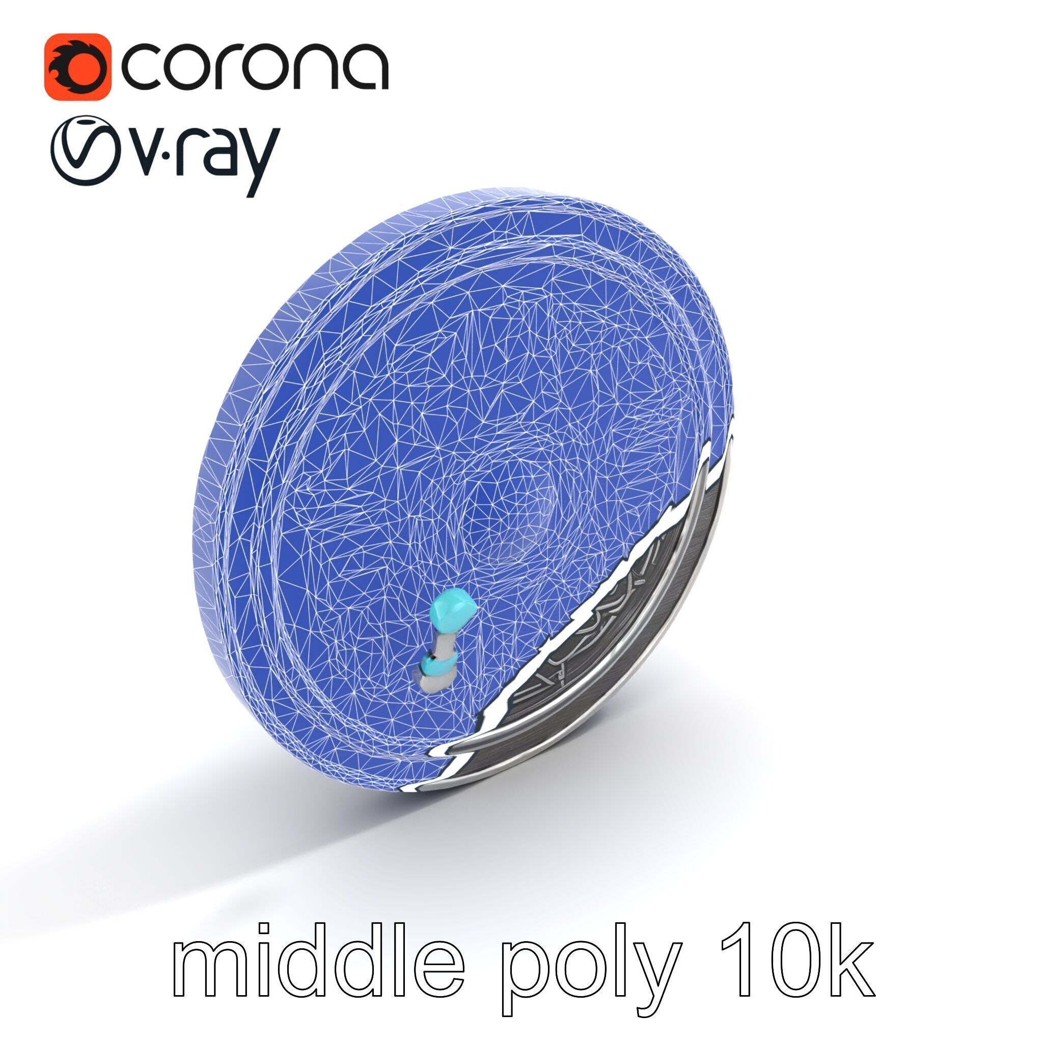 Magical Silver Shield with Turquoise Gemstones model pack Low-poly 3D model_20