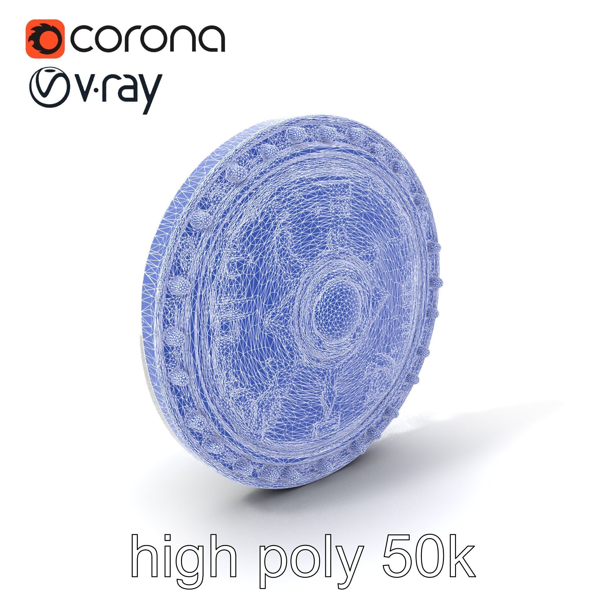 Magical Silver Shield with Turquoise Gemstones model pack Low-poly 3D model_10