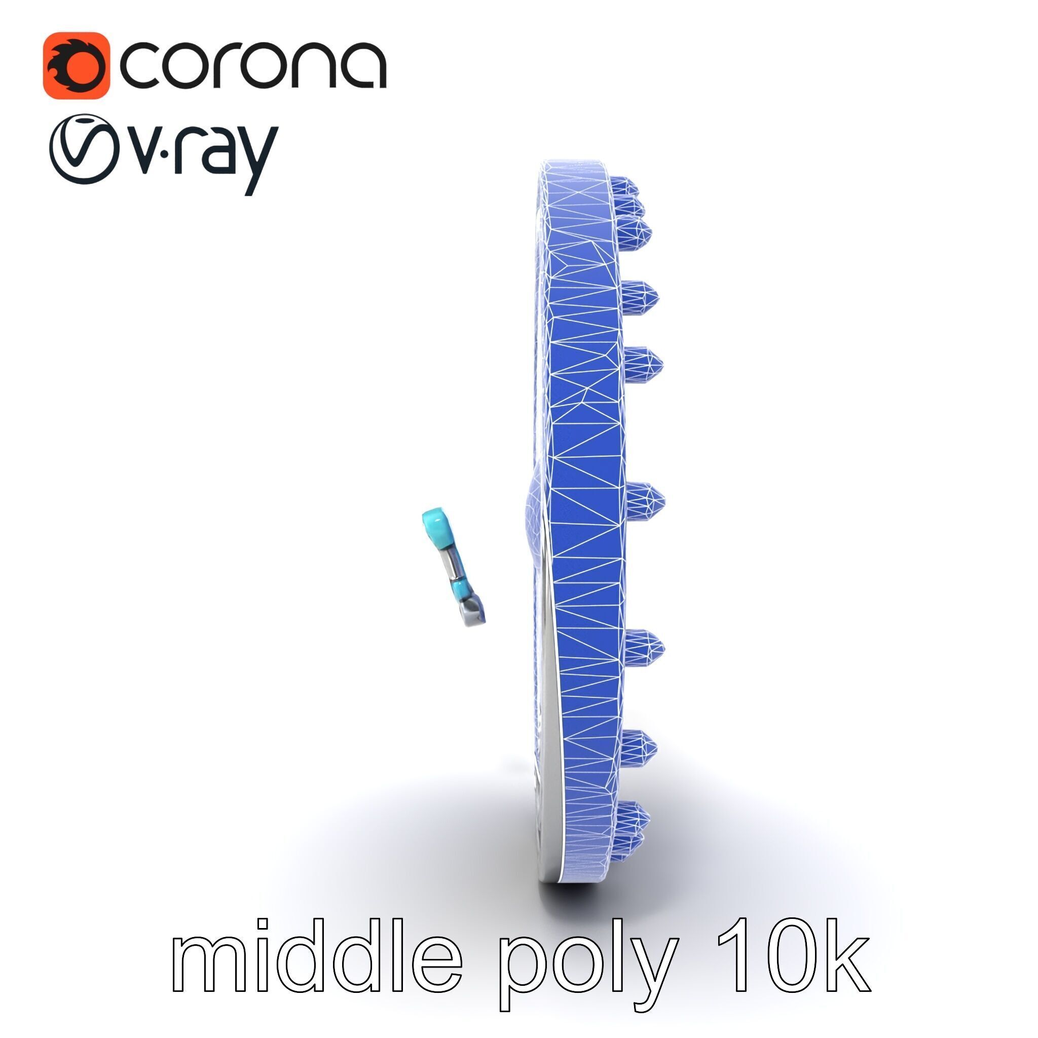 Magical Silver Shield with Turquoise Gemstones model pack Low-poly 3D model_12