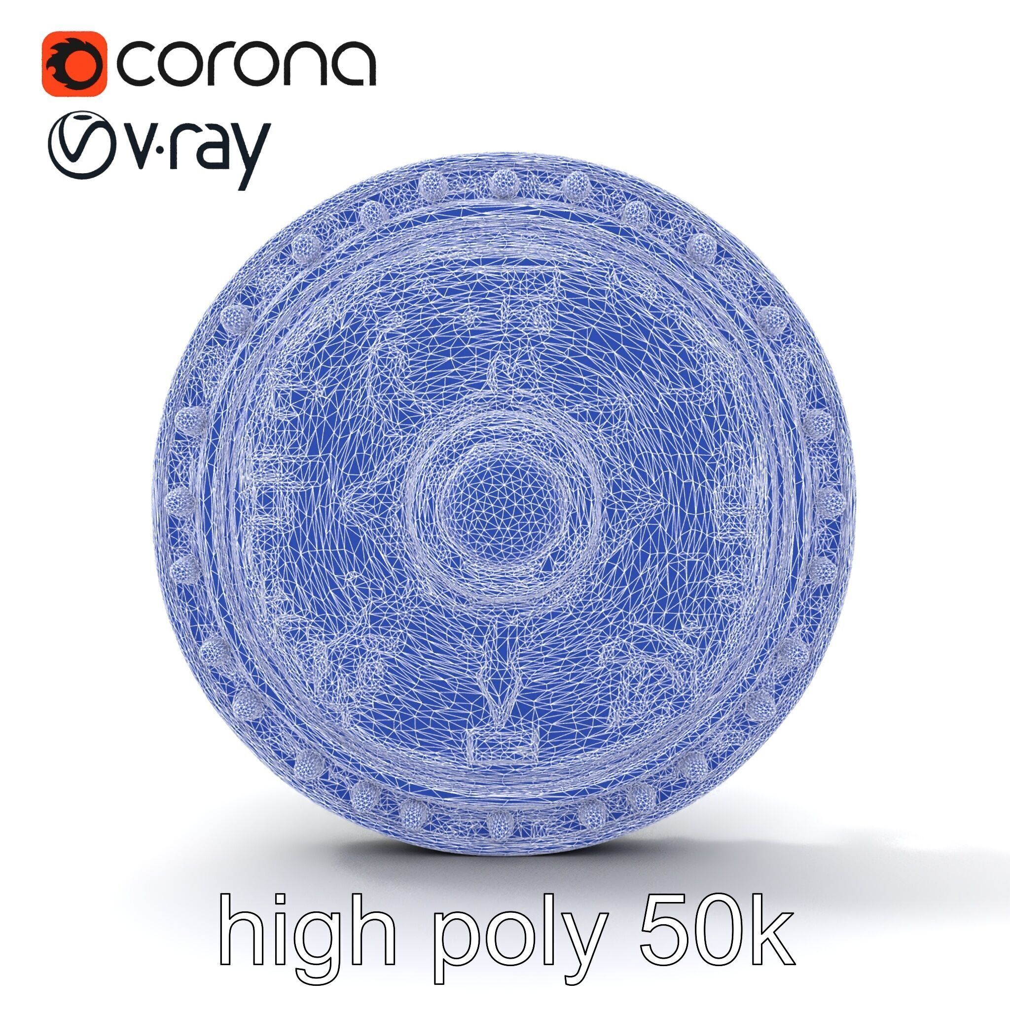 Magical Silver Shield with Turquoise Gemstones model pack Low-poly 3D model_28