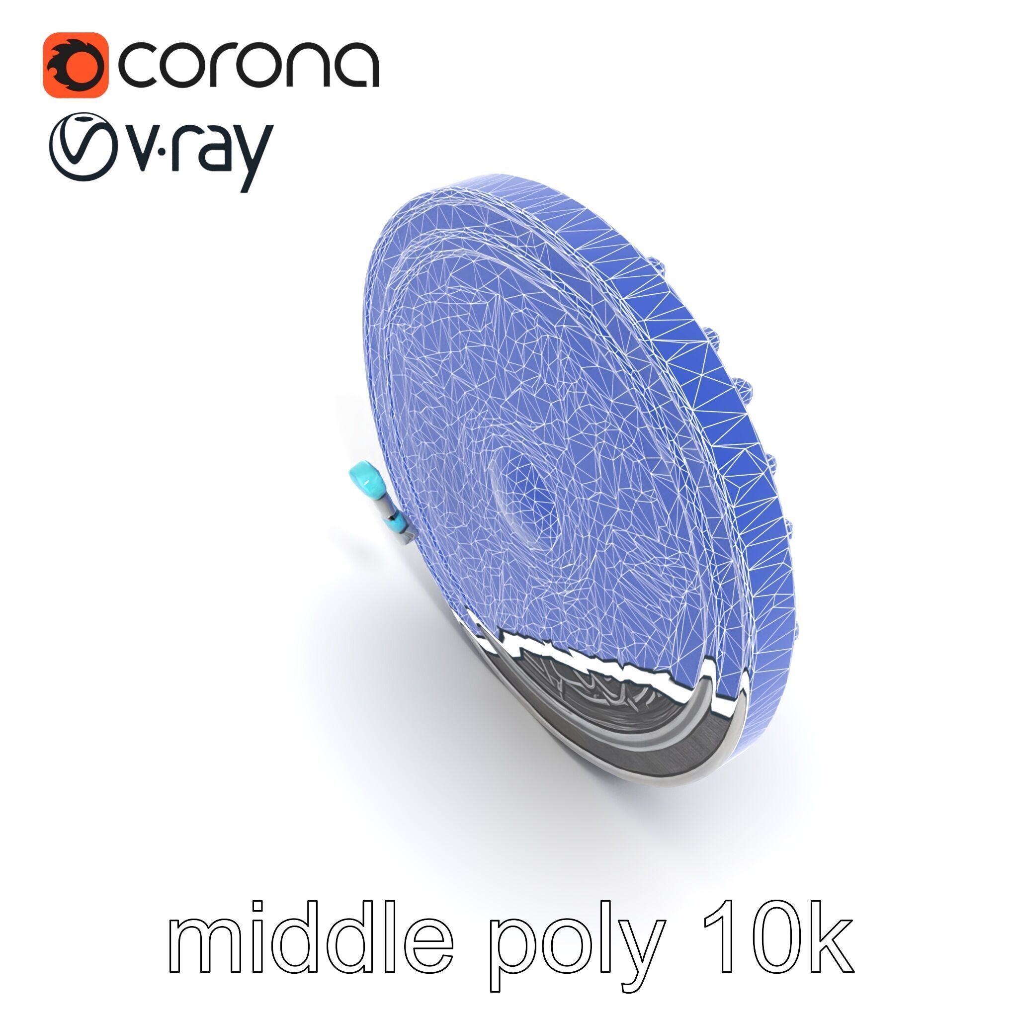 Magical Silver Shield with Turquoise Gemstones model pack Low-poly 3D model_31